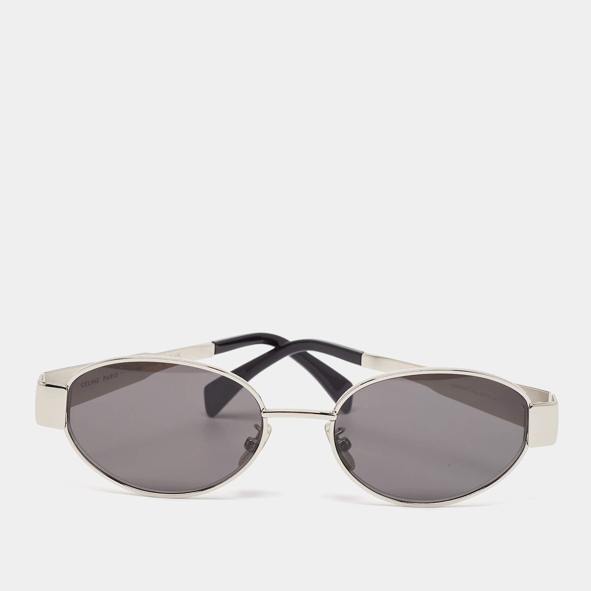 Pre Owned Celine Black/Silver CL40235U Oval Sunglasses