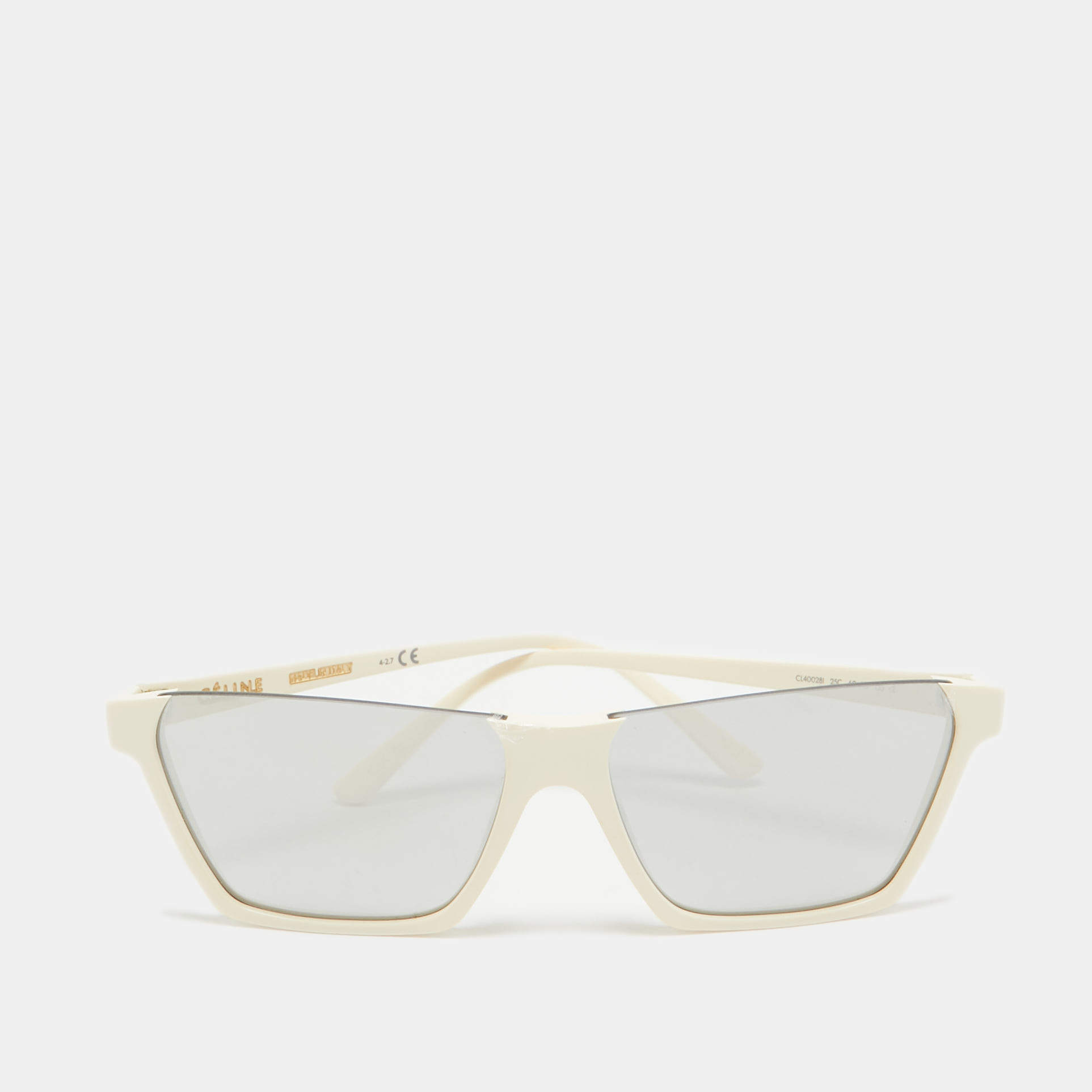 Celine Ivory/Grey Mirrored CL40028I Rectangle Sunglasses