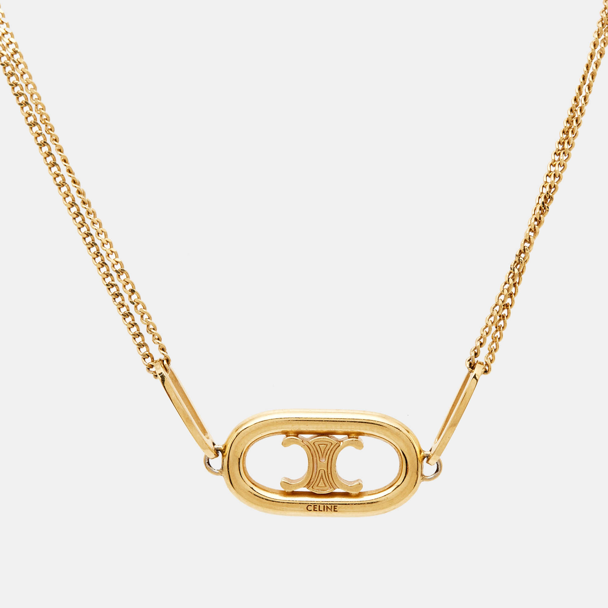 Celine Triomphe Gold Tone Necklace