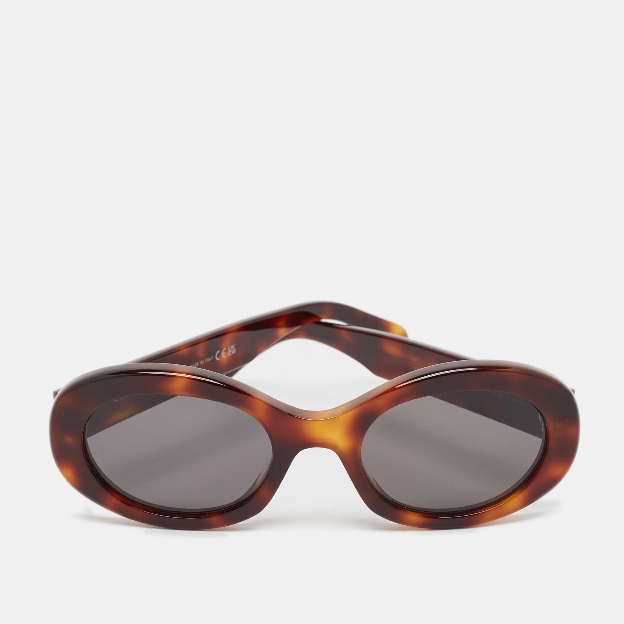 Celine Tortoise Dark Brown CL40194U Triomphe Oval Sunglasses