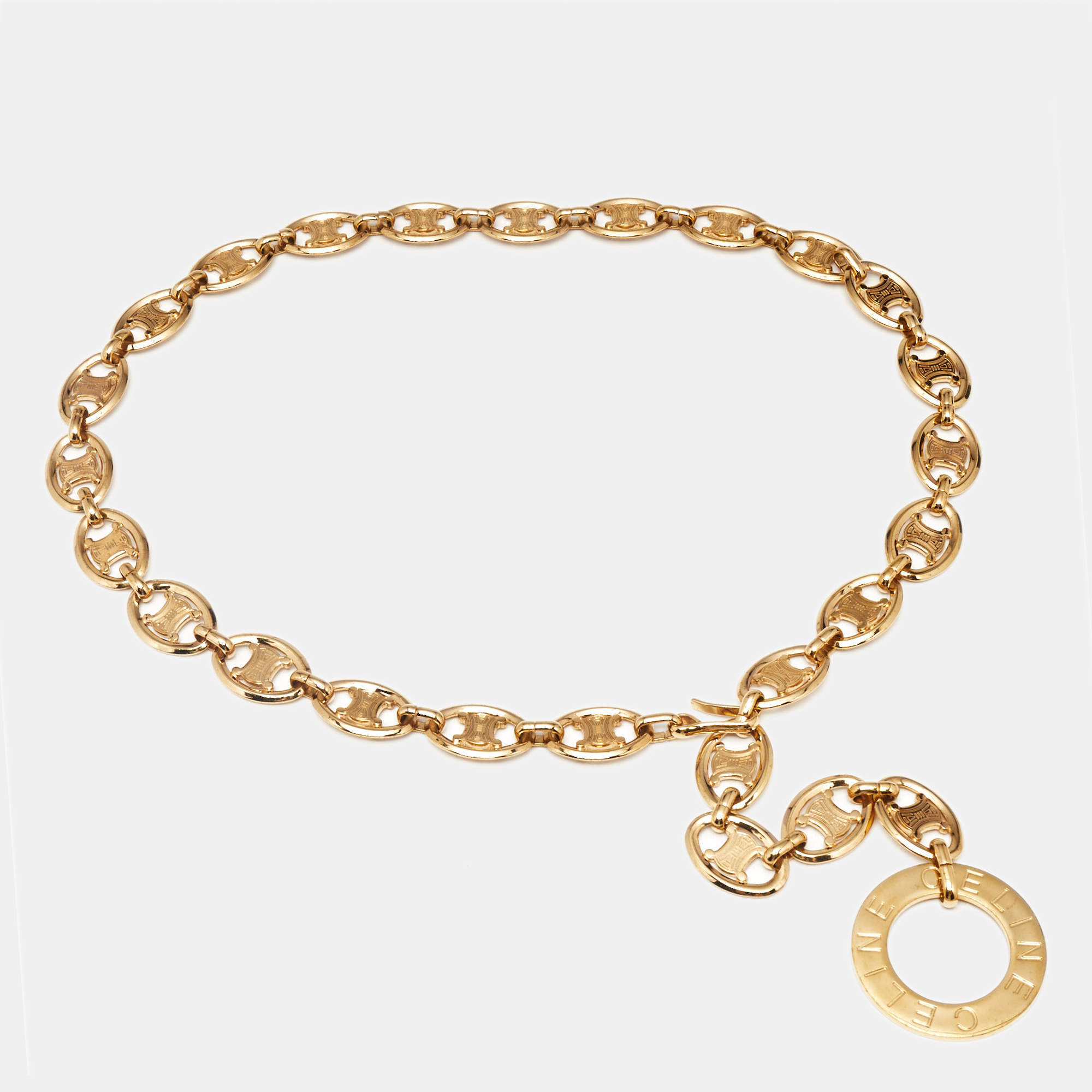 Celine Logo Link Gold Tone Belt