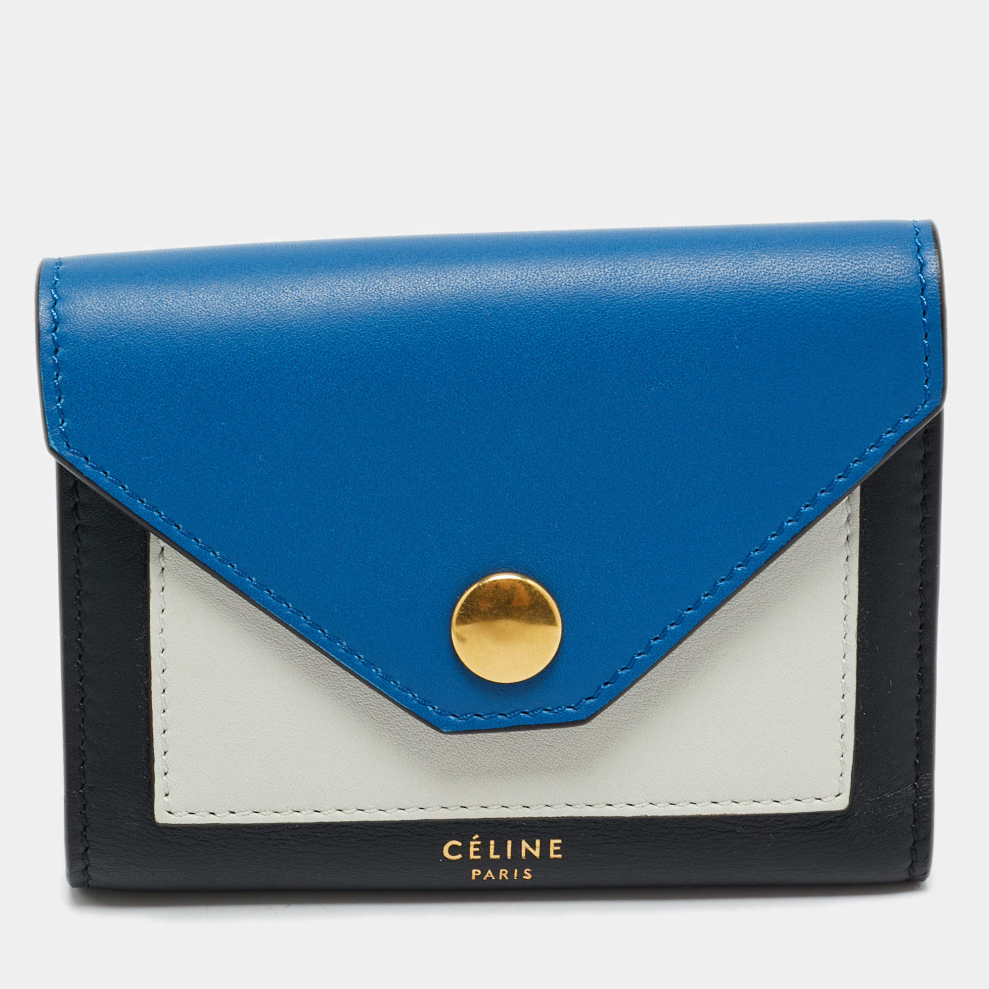 Celine Tricolor Leather Envelope Key Holder Case 