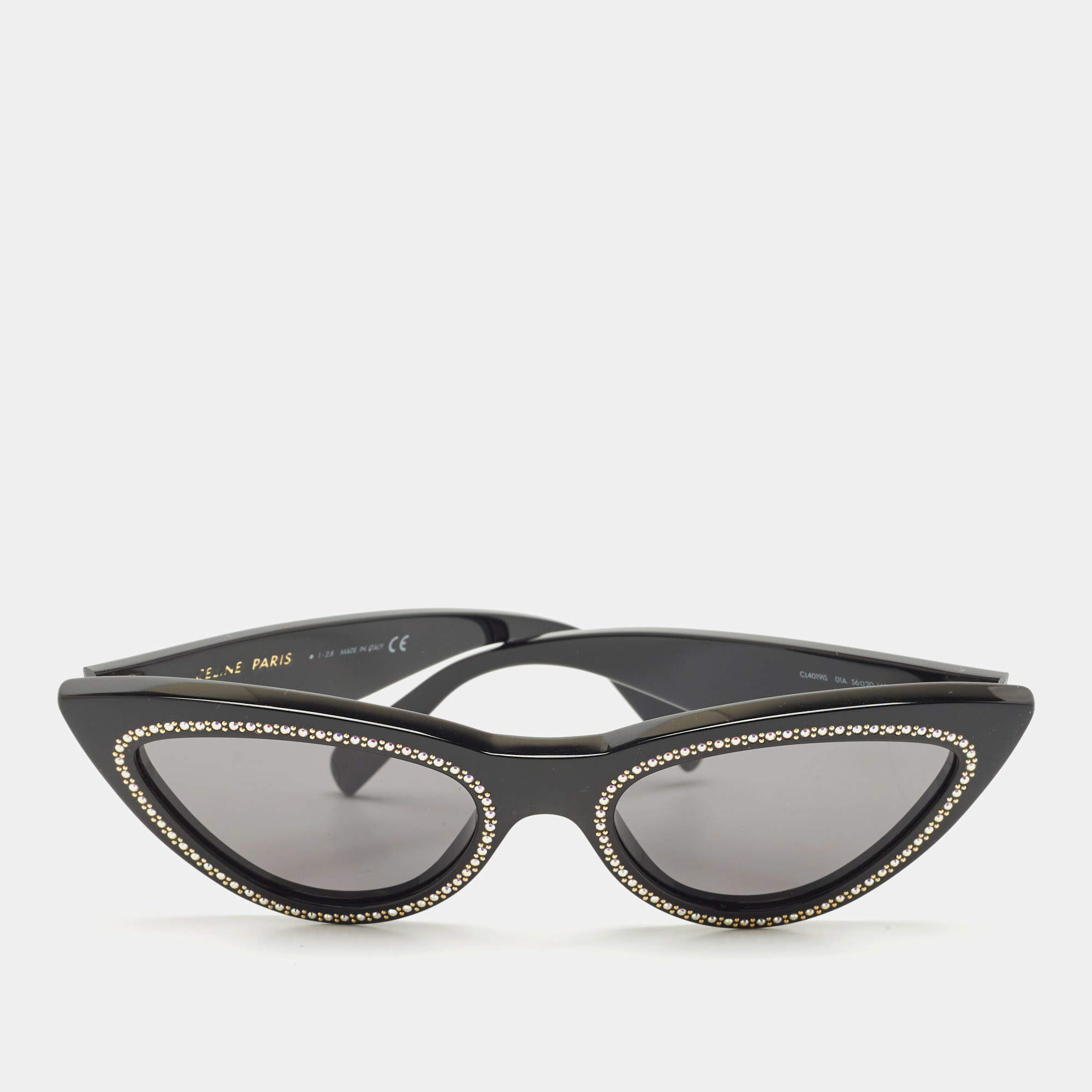 Pre Owned Celine Black CL4019IS Crystals Cat Eye Sunglasses