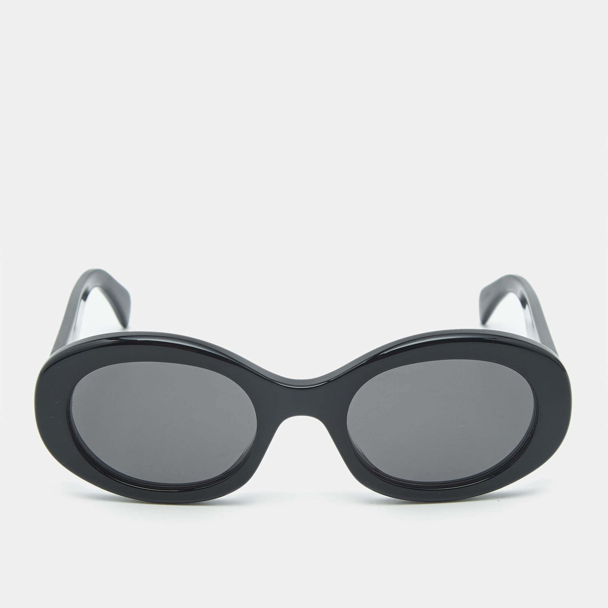 Pre Owned Celine Black CL40194U Triomphe Frame Oval Sunglasses