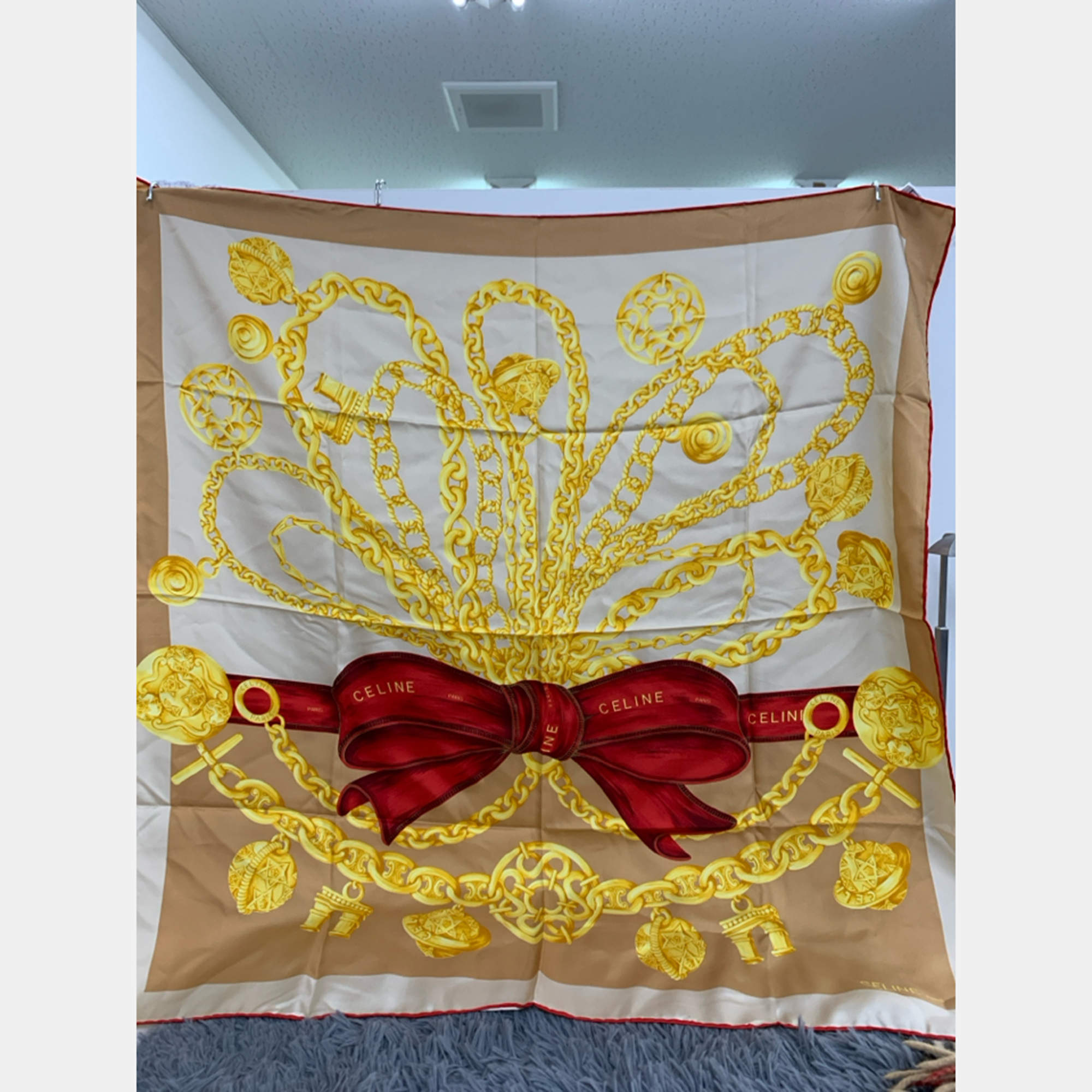 Pre Owned Celine Multicolor Silk Scarf 90 CM