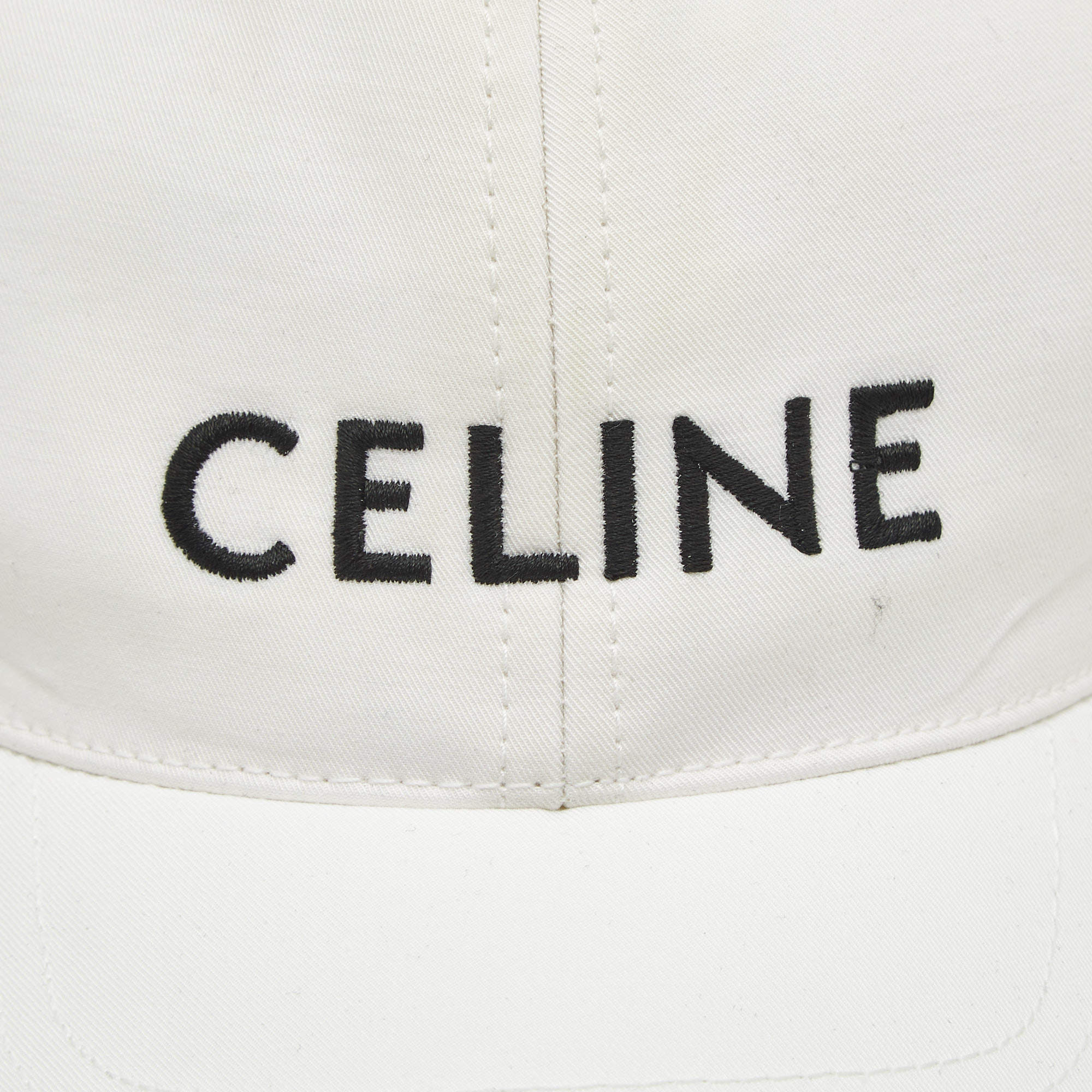 Celine White Logo Embroidered Cotton Baseball Cap M Celine | TLC