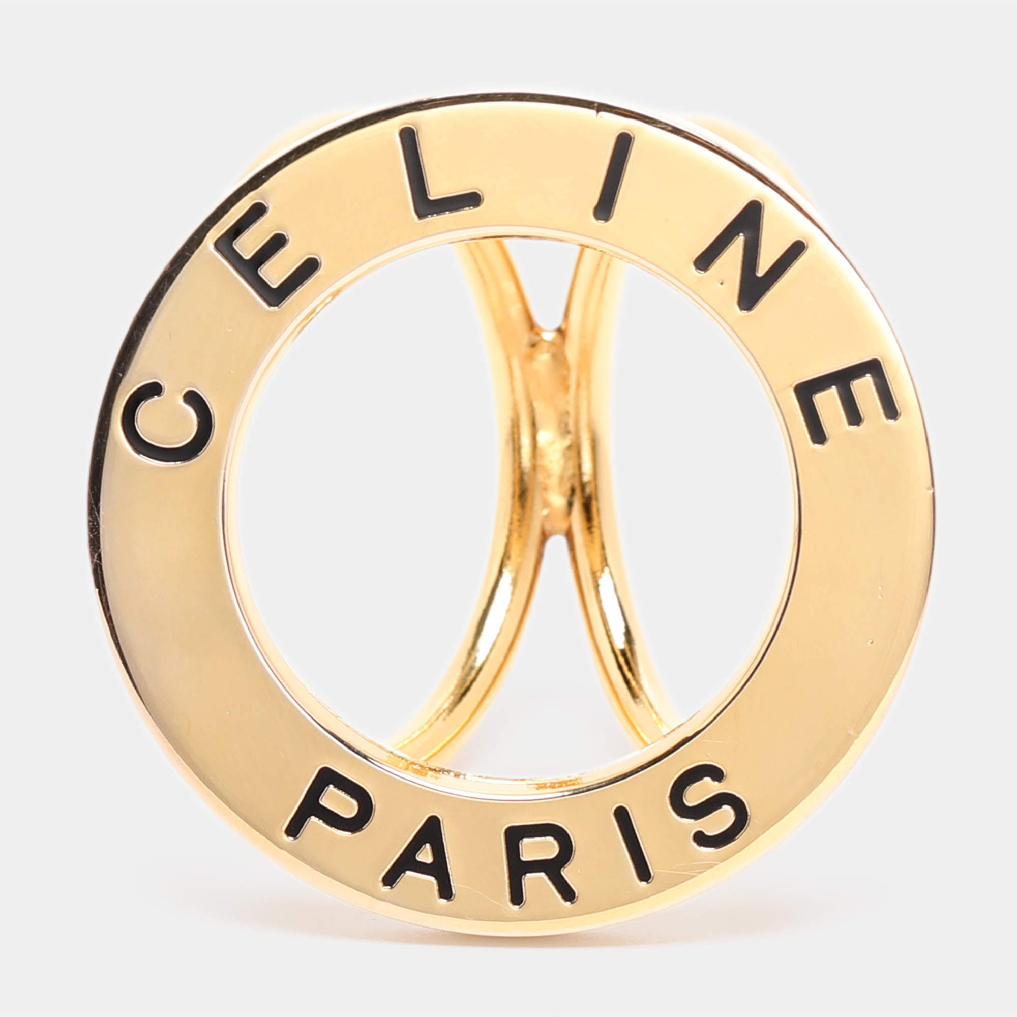 Pre Owned Céline Gold Tone Metal Scarf Ring
