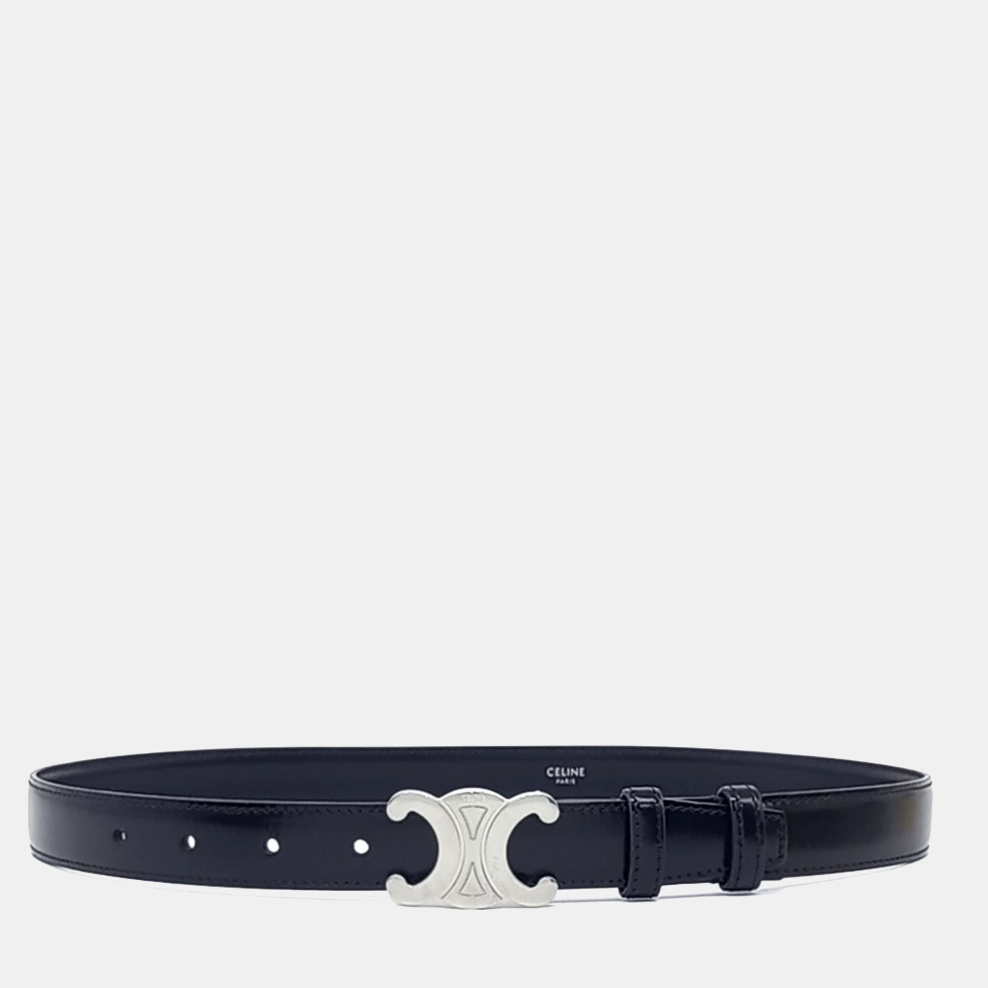 Pre Owned Celine Black Leather Triumph belt
