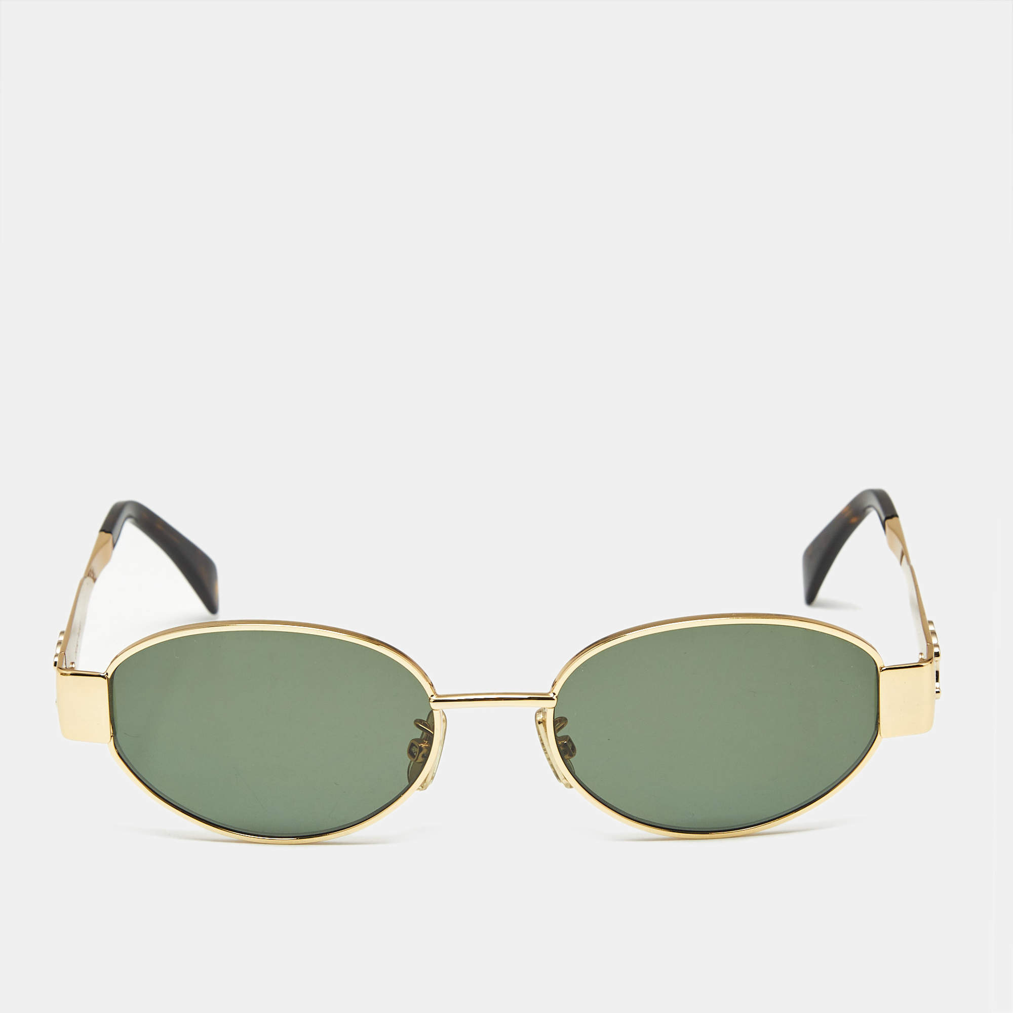 Pre Owned Celine Black/Gold CL40235U Triomphe Oval Sunglasses