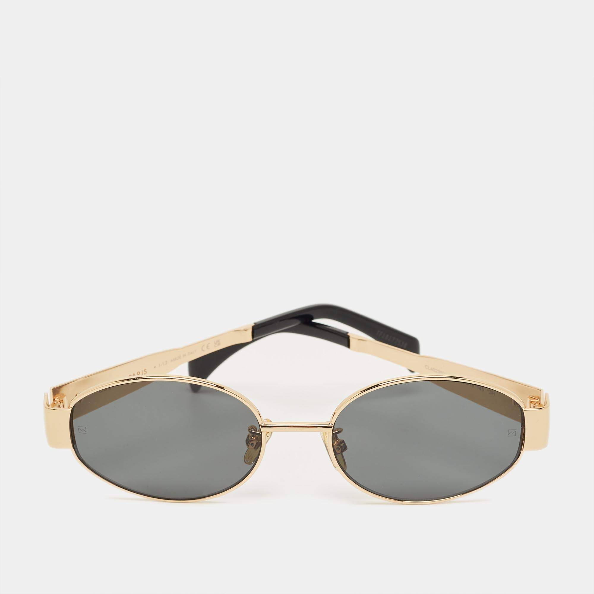 Pre Owned Celine Black/Gold CL40235U Triomphe Oval Sunglasses