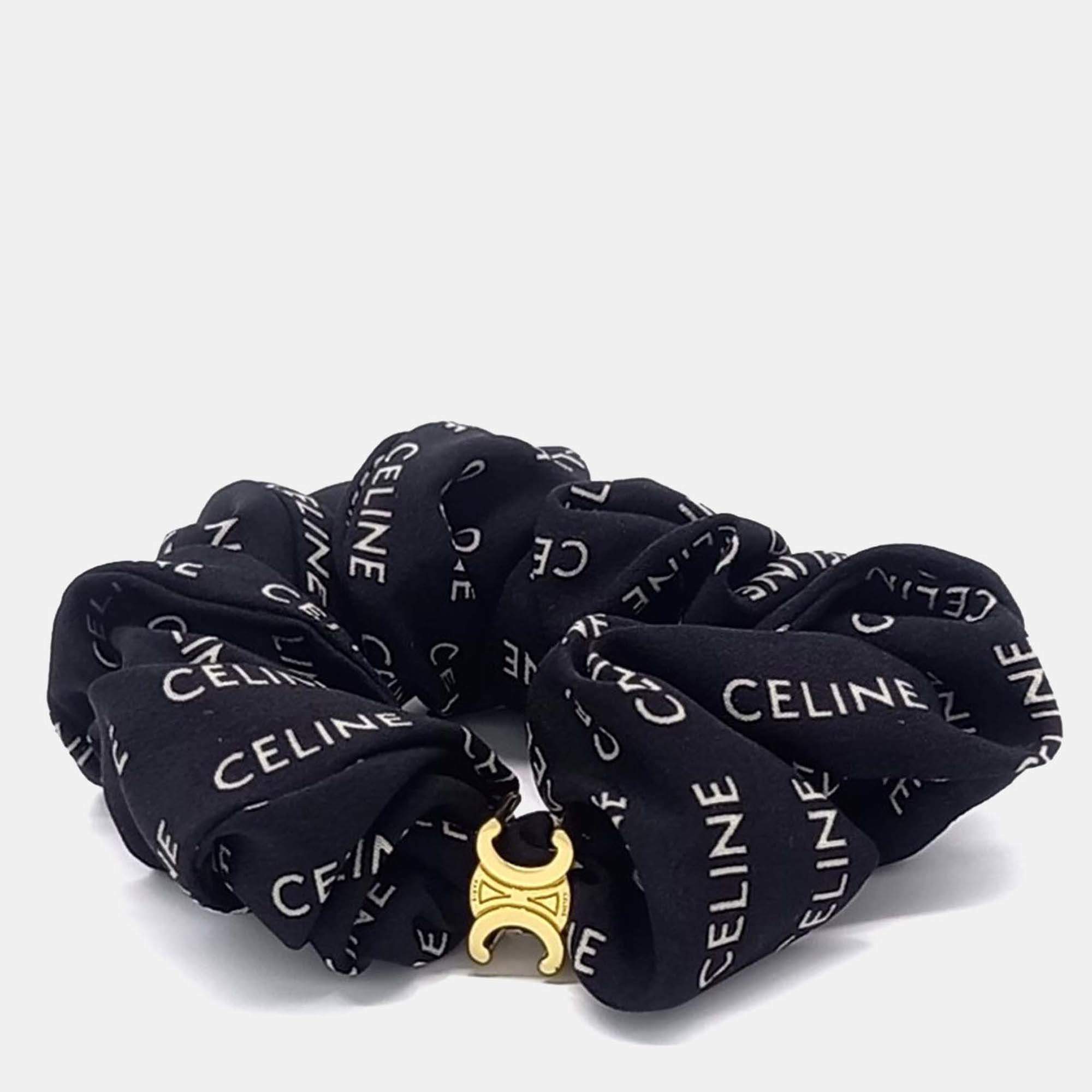 Pre Owned Celine Black Silk hair scrunchie