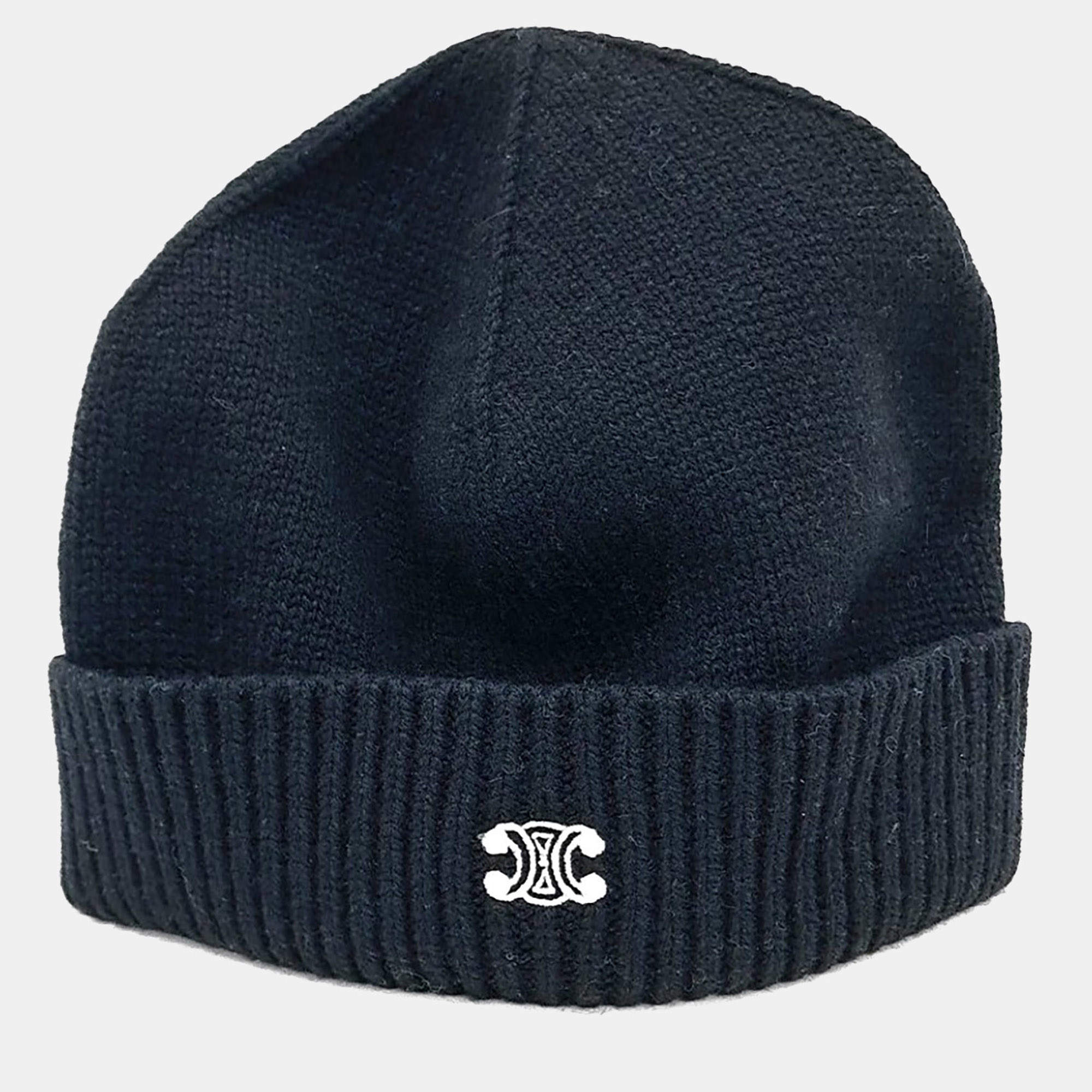 مملوكة مسبقًا Celine Triumph Black Wool Beanie