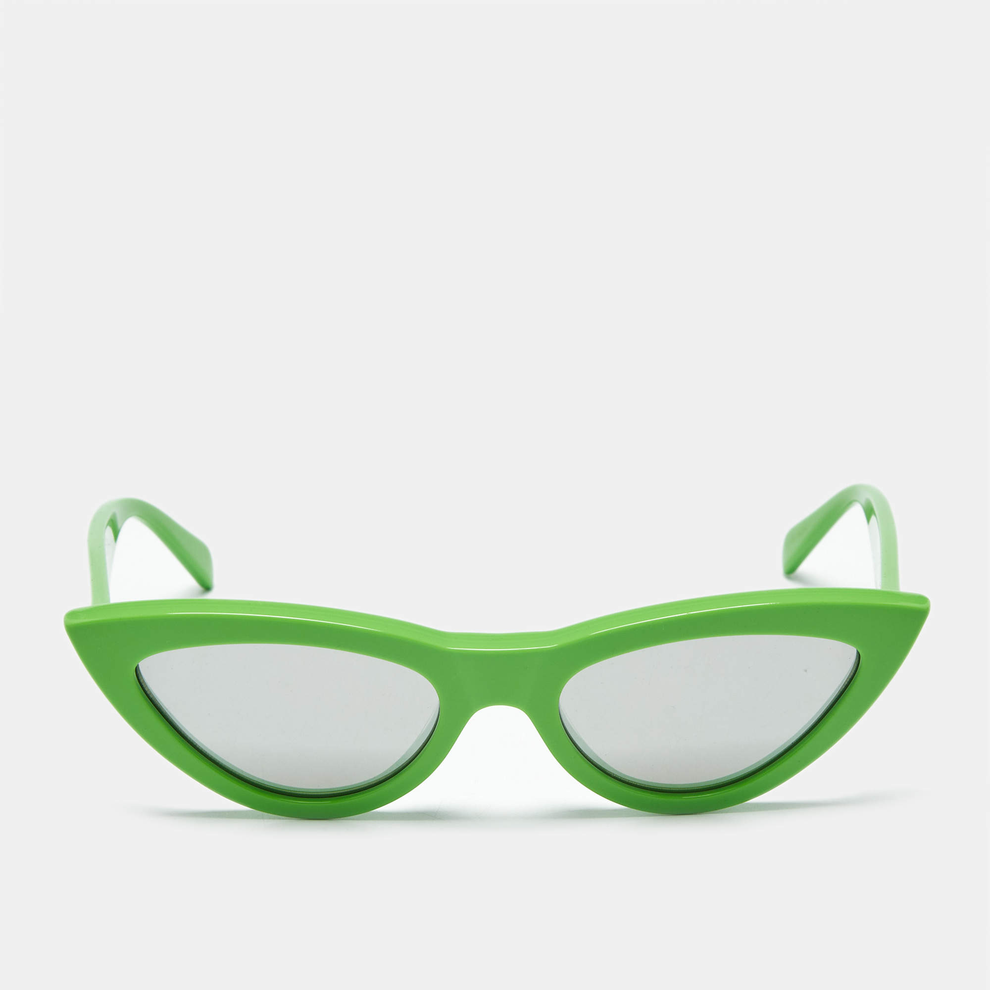 Pre Owned Celine Light Green/Black Mirrored CL400191 Cat Eye Sunglasses