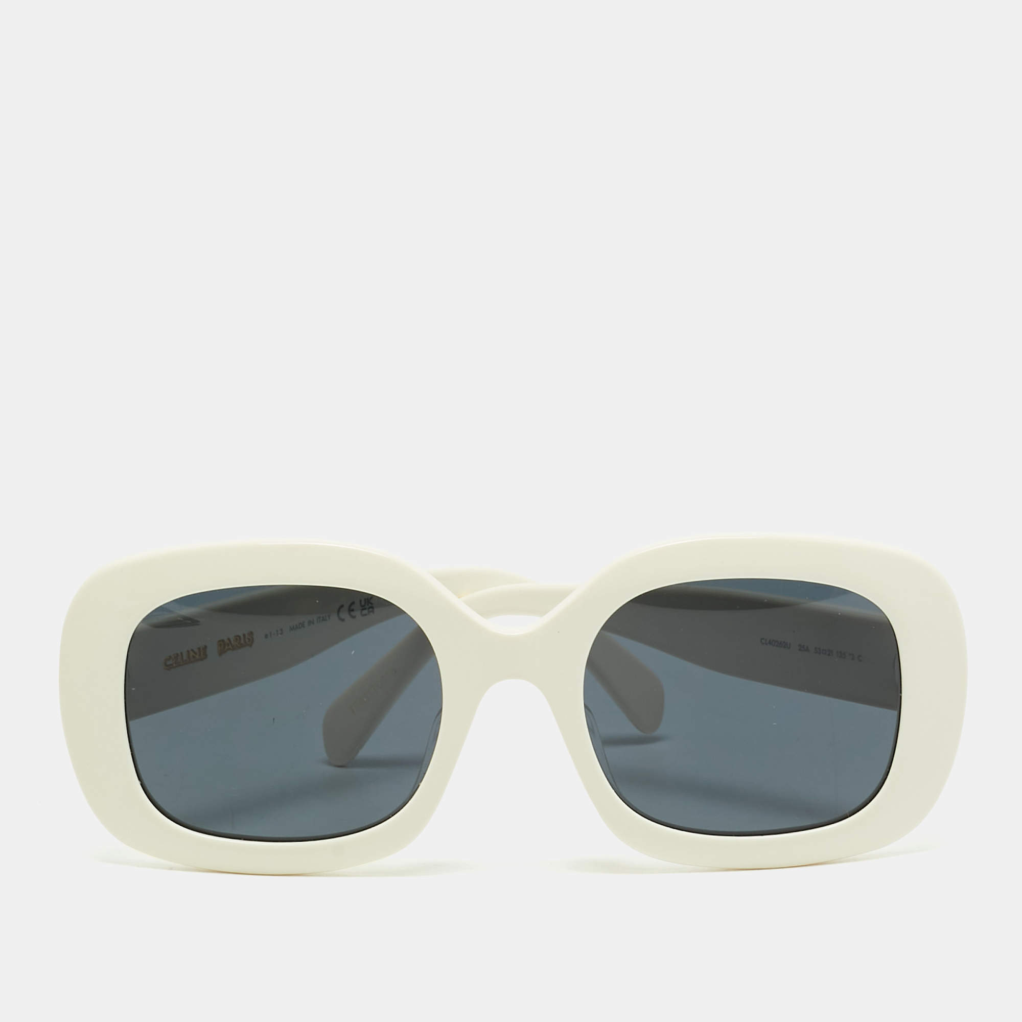 Pre Owned Celine Off White/Black CL40262U Triomphe Square Sunglasses