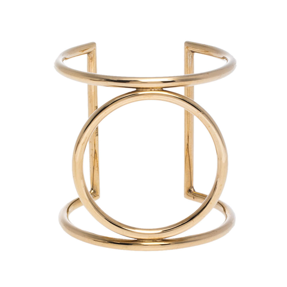 Céline Open Circle Wire Gold Tone Cuff Bracelet
