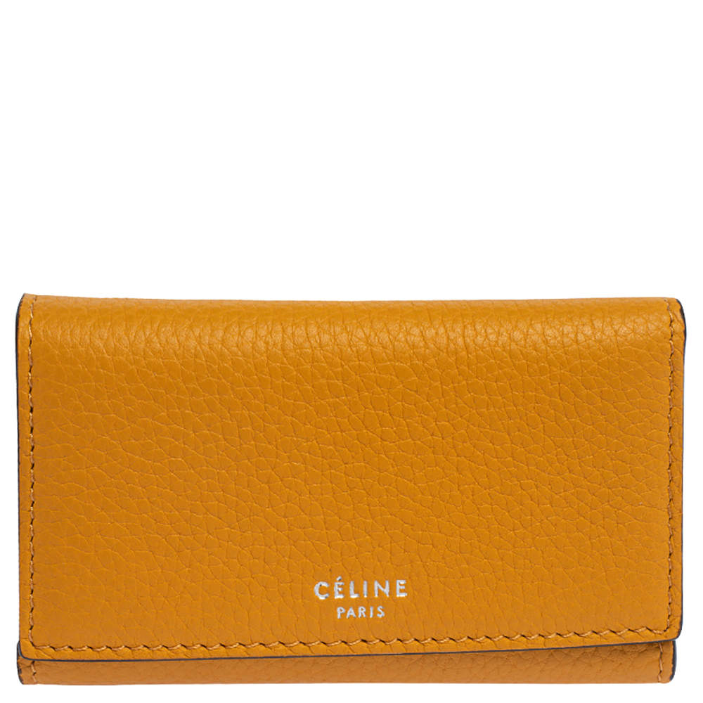Celine Mustard Grained Leather Flap Key Case