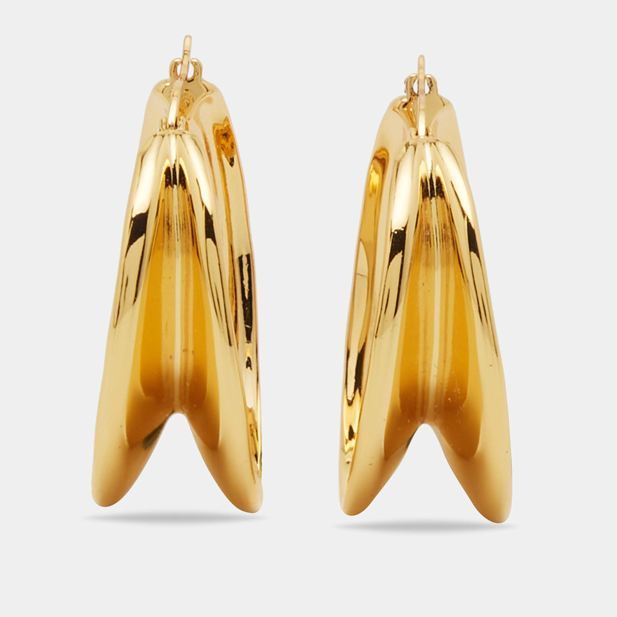 Céline Gold Tone Folded Hoop Earrings