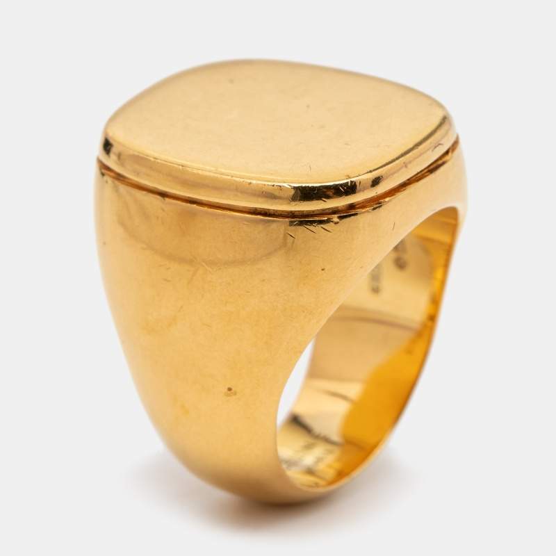 Céline Gold Tone Square Ring Size EU 54