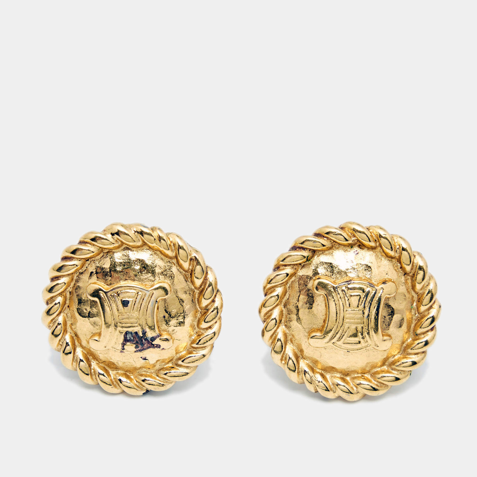 Celine Gold Tone Clip on Earrings