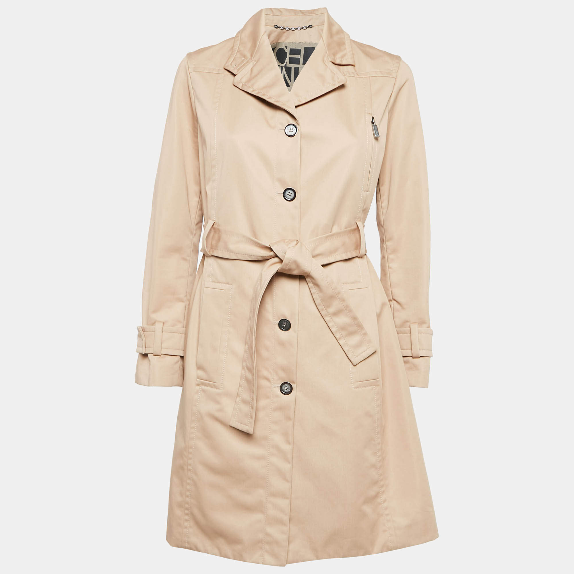 Celine Light Brown Cotton Blend Single Breasted Trench Coat M