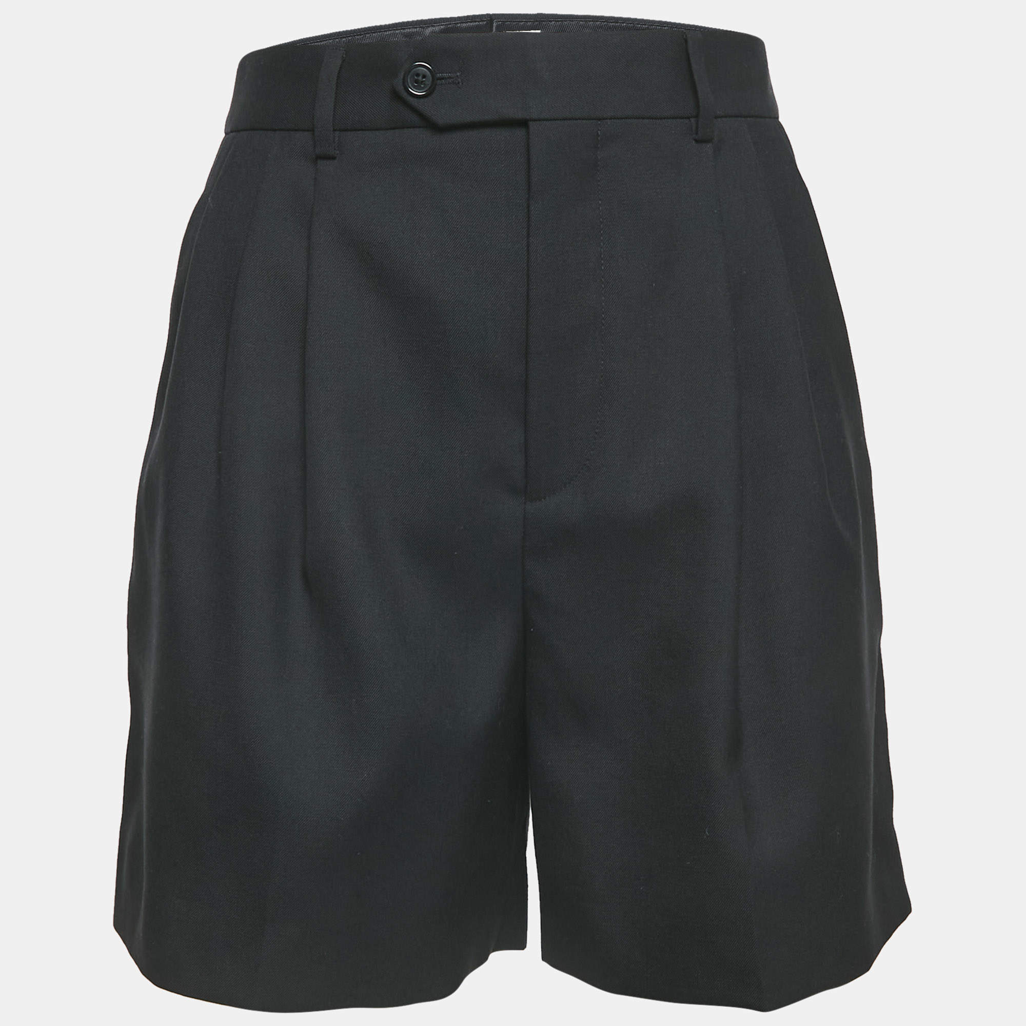 Celine Black Wool Pleated Shorts S