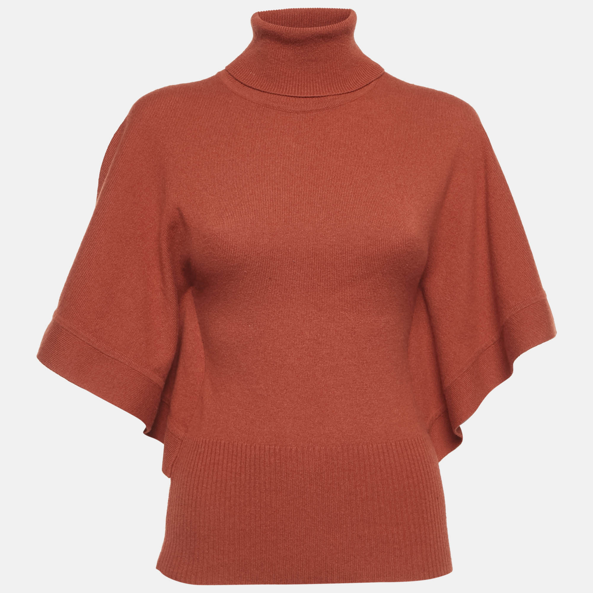 Celine Orange Cashmere Knit Turtle Neck Top M