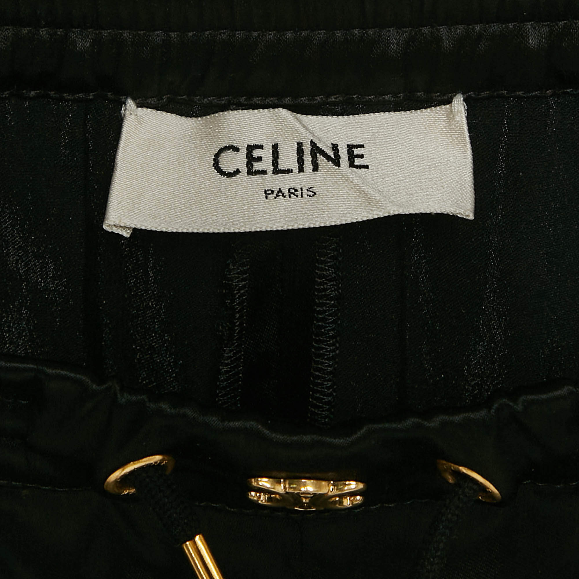 Celine Black Flowing Satin Triomphe Jogging Pants S Celine | TLC