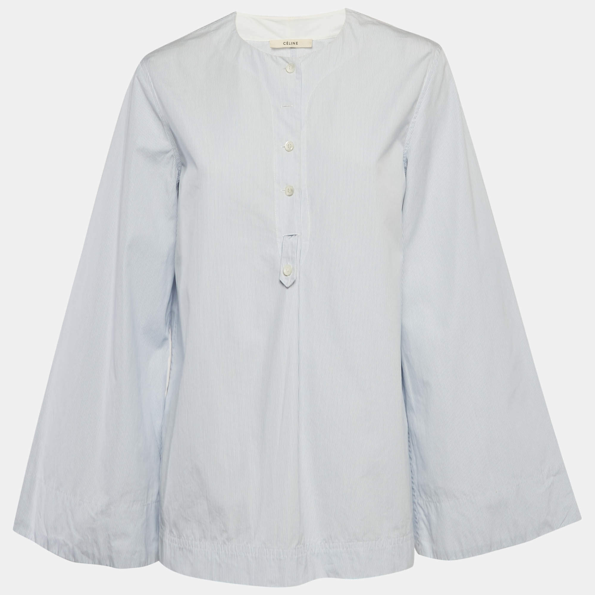 Celine Blue Striped Cotton Long Sleeve Top M Celine | TLC