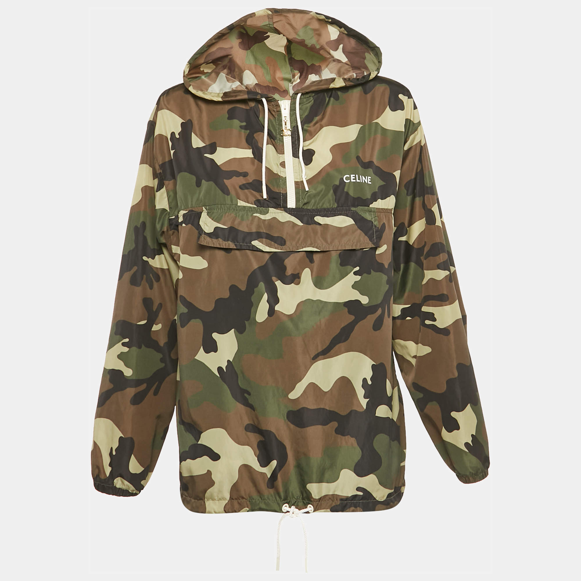 Pre Owned Céline Brown Camouflage Print Synthetic Mountain Hoodie S