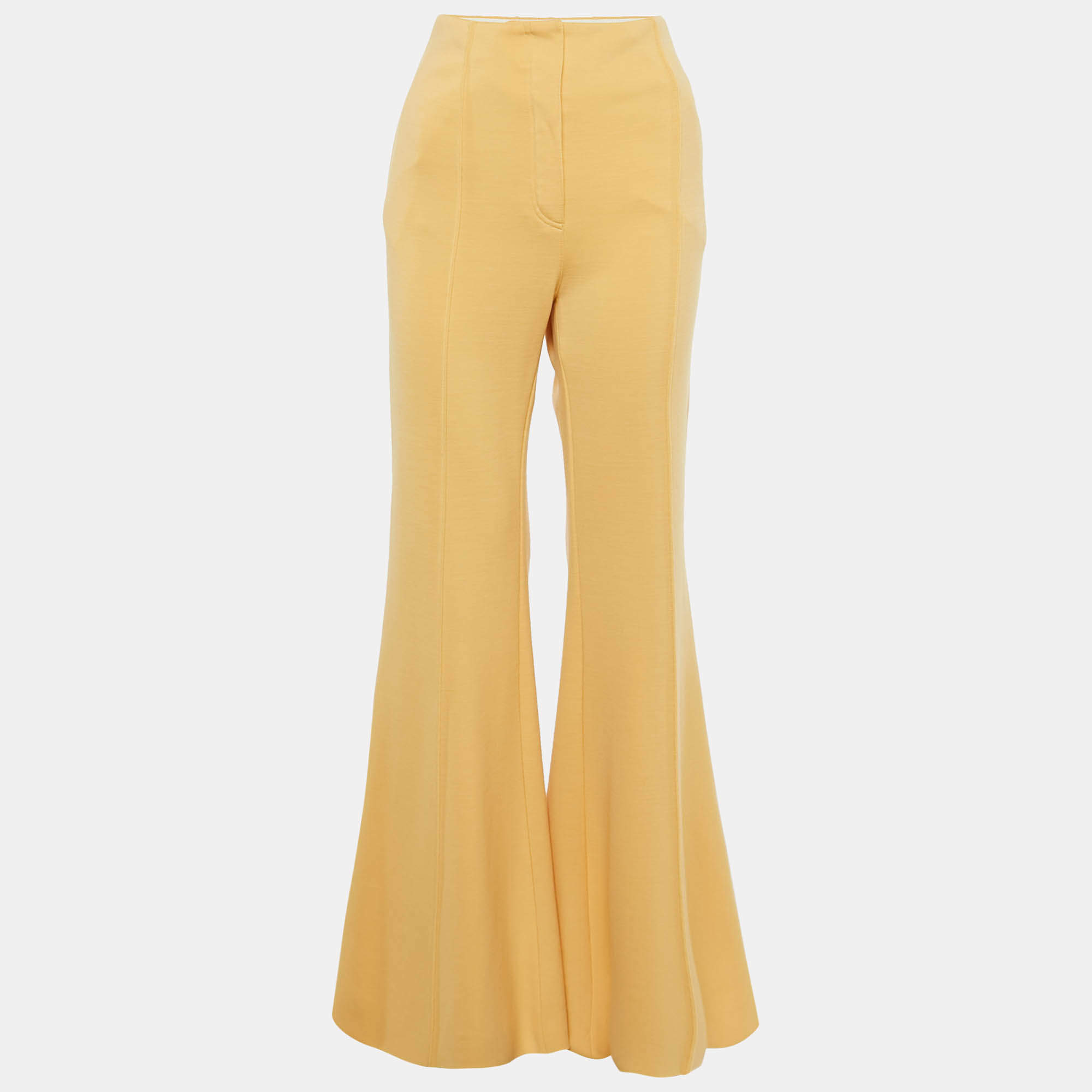 مملوكة مسبقًا Celine Yellow Wool Knit Wide Leg Trousers M