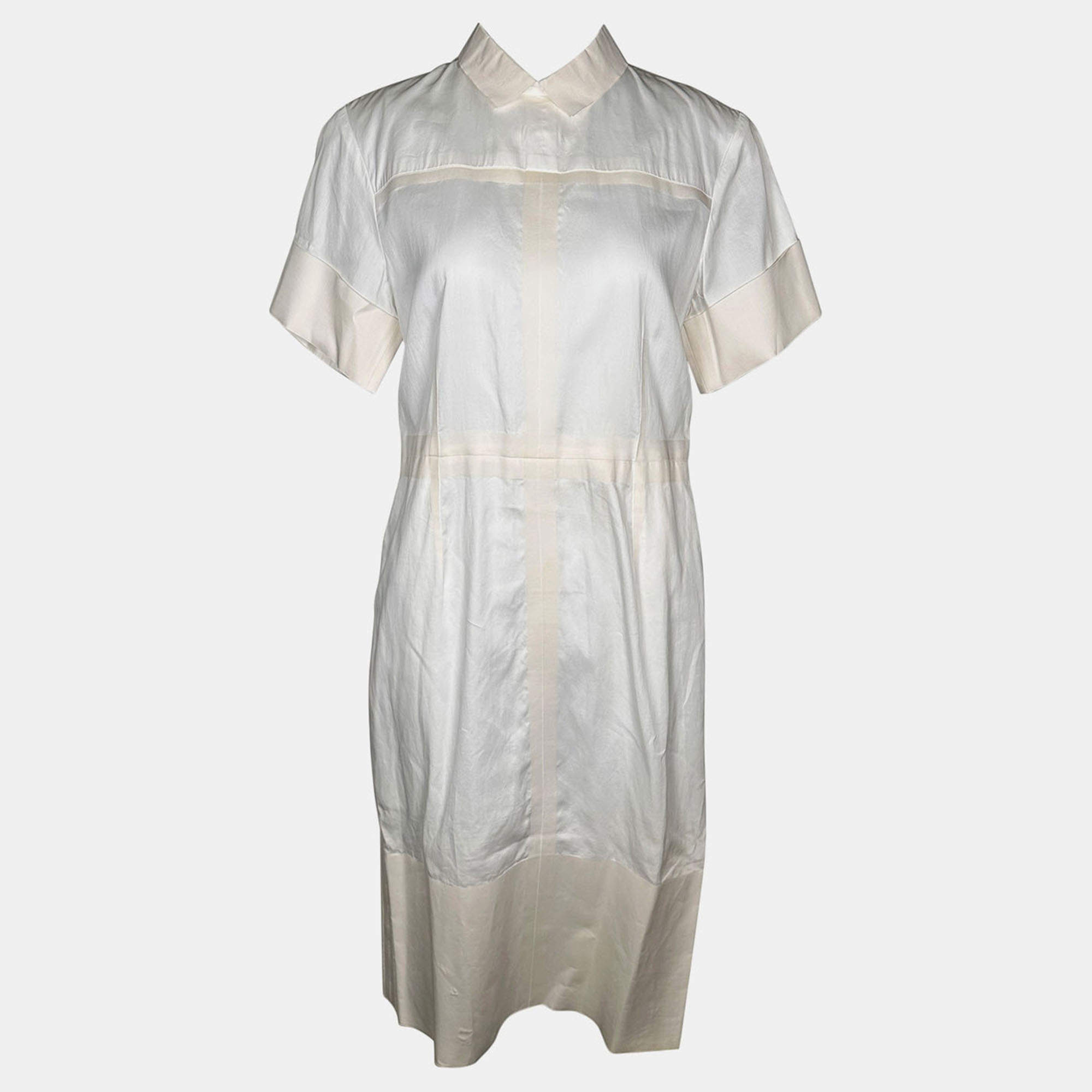 Pre Owned Celine White Cargo Shirt Dress