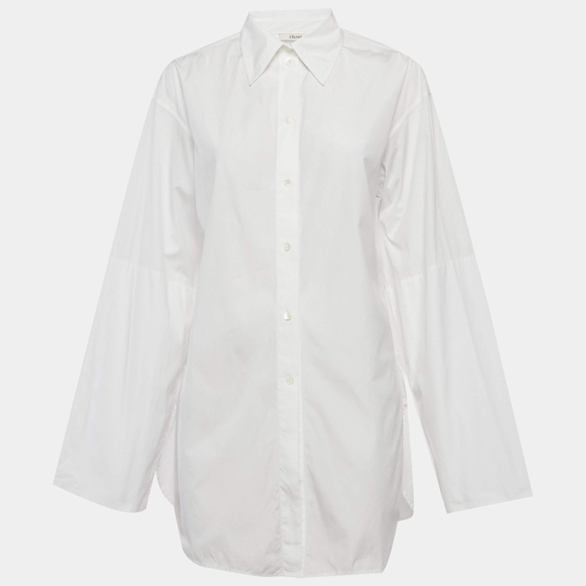 Pre Owned Celine White Cotton Long Sleeve Shirt M