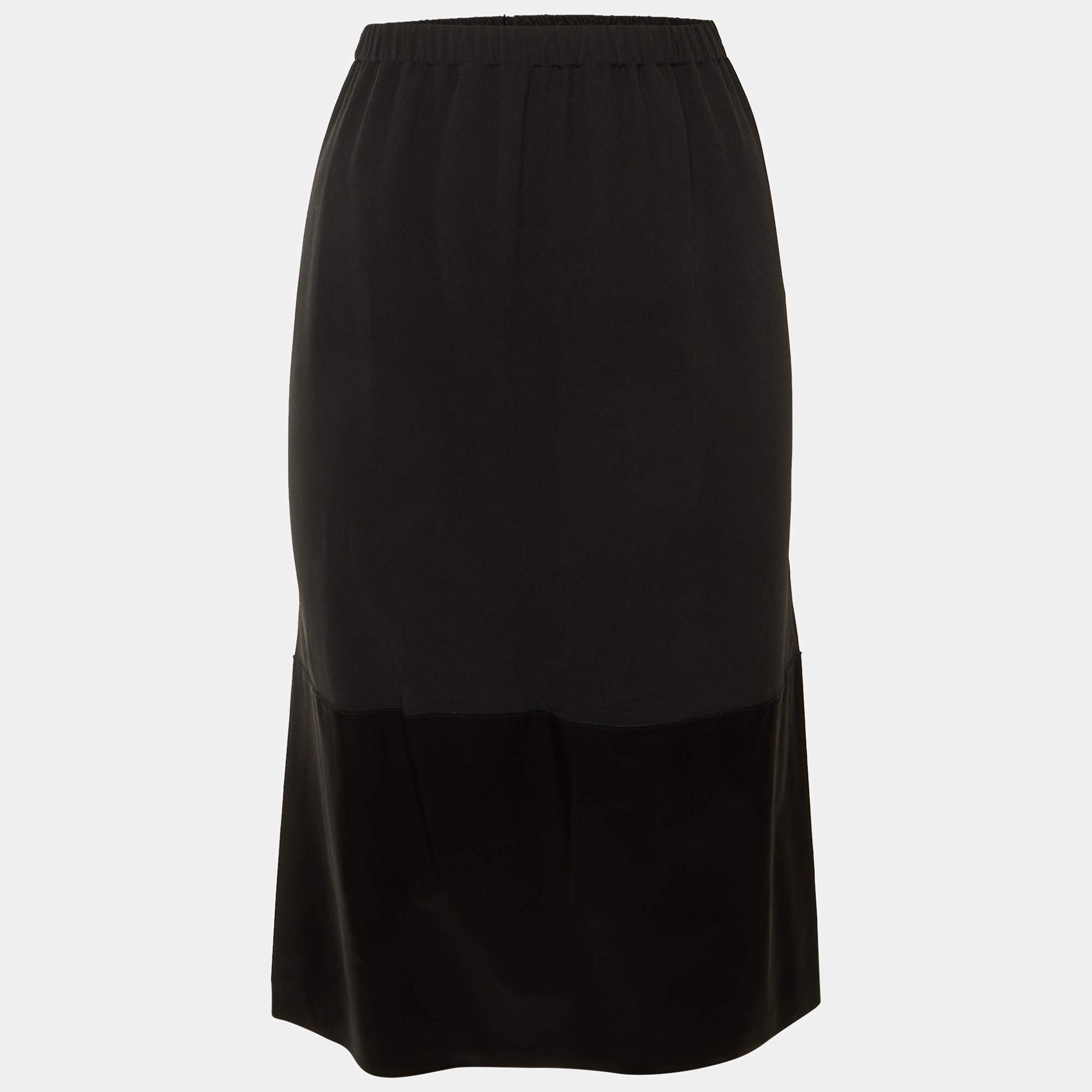 مملوكة مسبقًا Celine Black Crepe Paneled Midi Skirt M