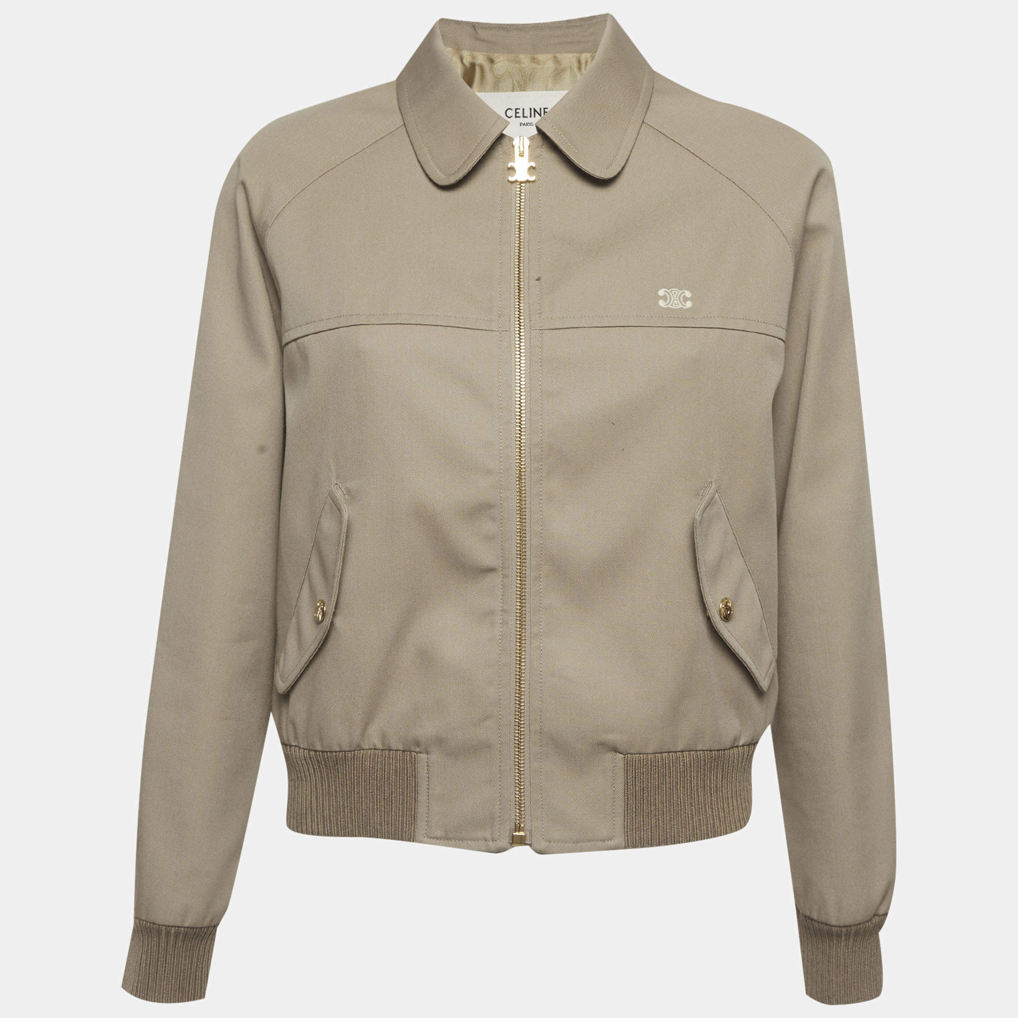 مملوكة مسبقًا Celine Beige Gabardine Triomphe Jacket M