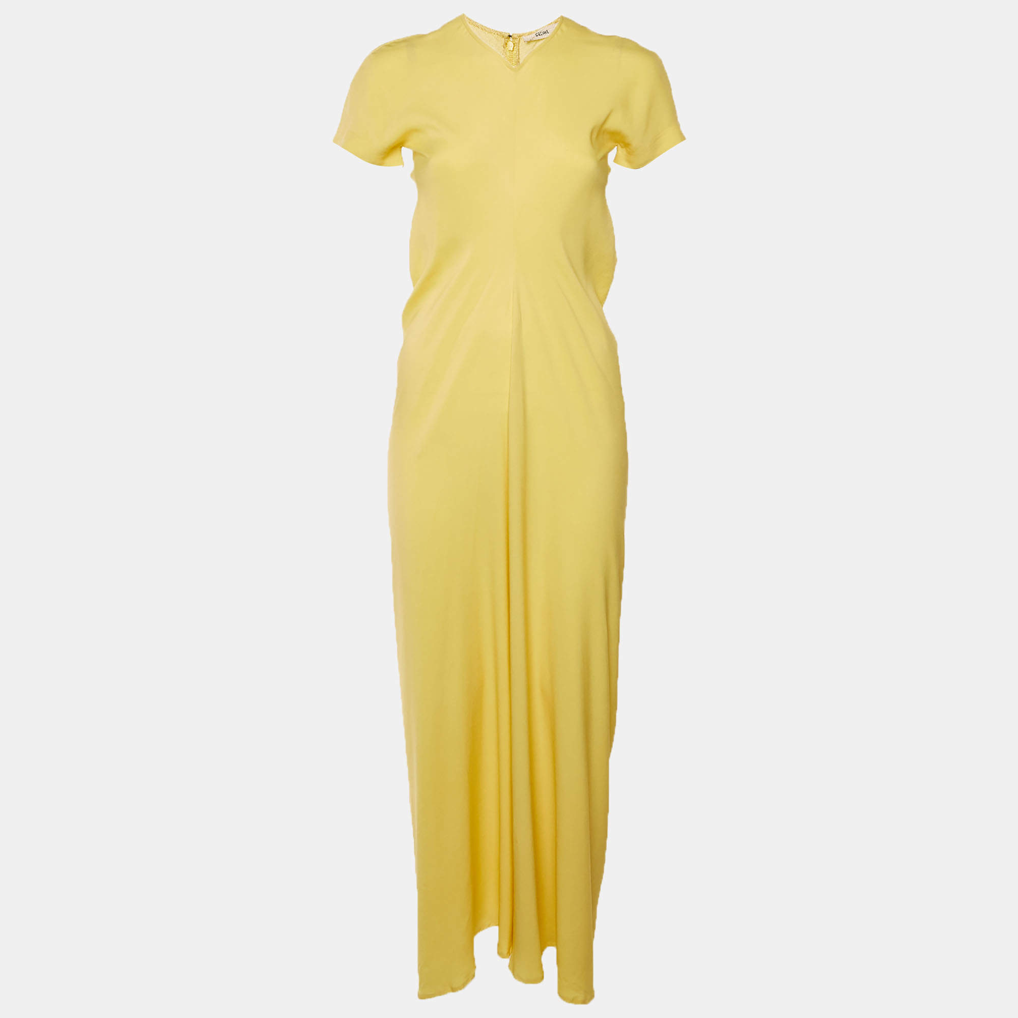 مملوكة مسبقًا Celine Yellow Silk Flared Maxi Dress S