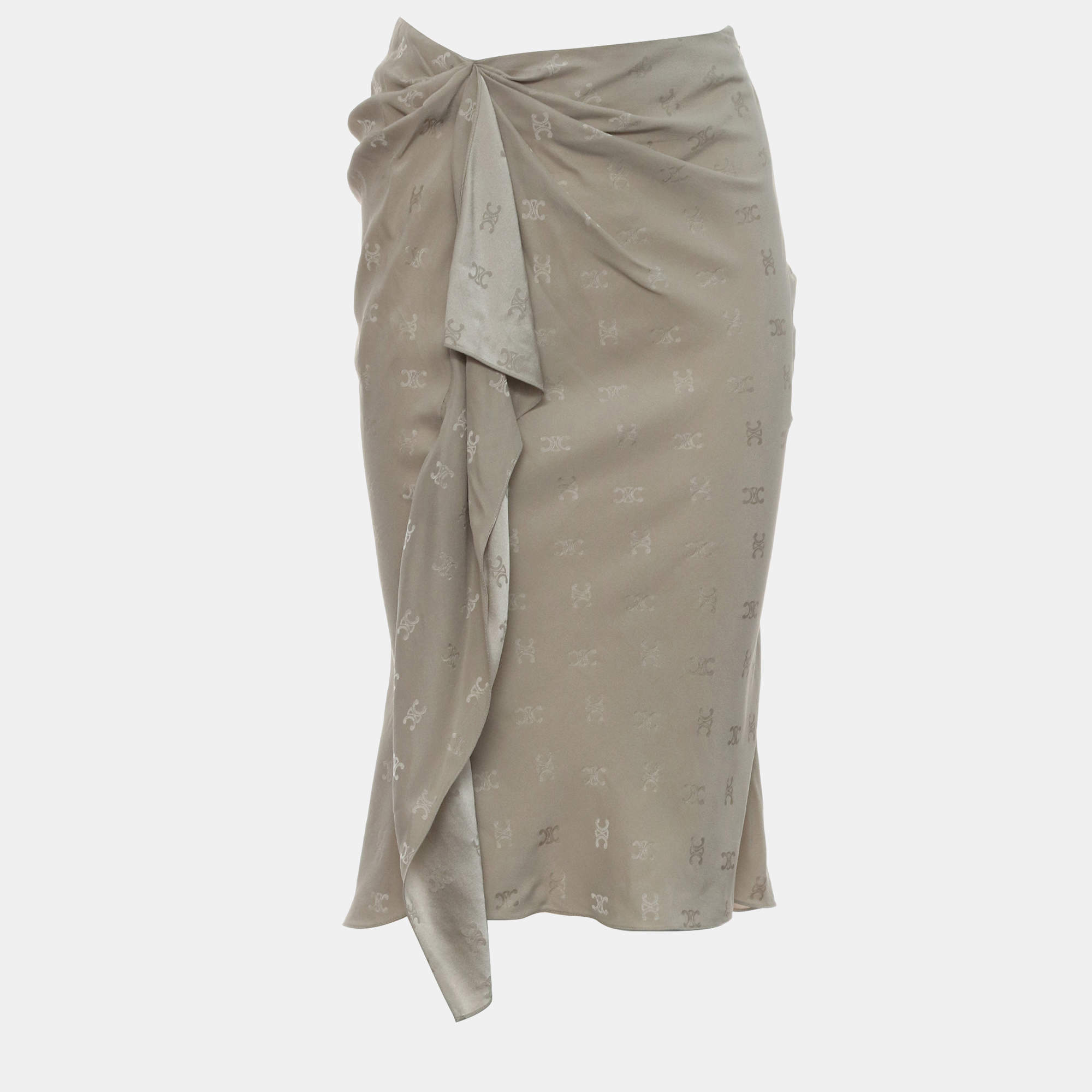 مملوكة مسبقًا Celine Triomphe Draped Skirt Silk