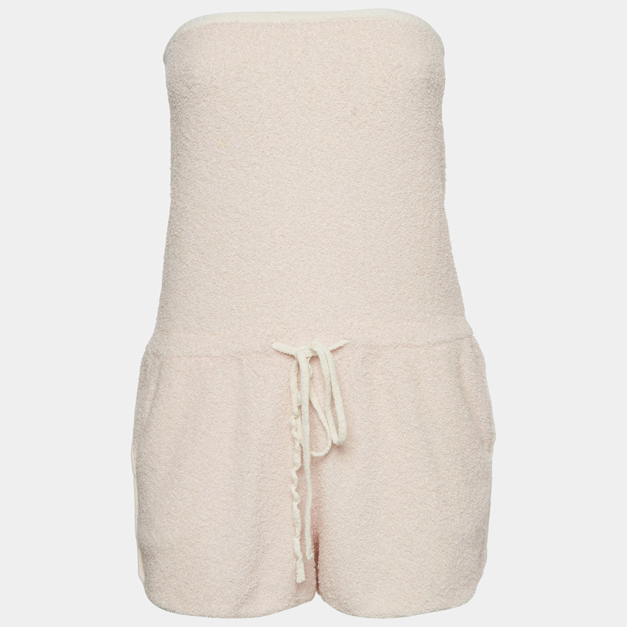 Pre Owned Celine Pink Terry Strapless Drawstring Playsuit M