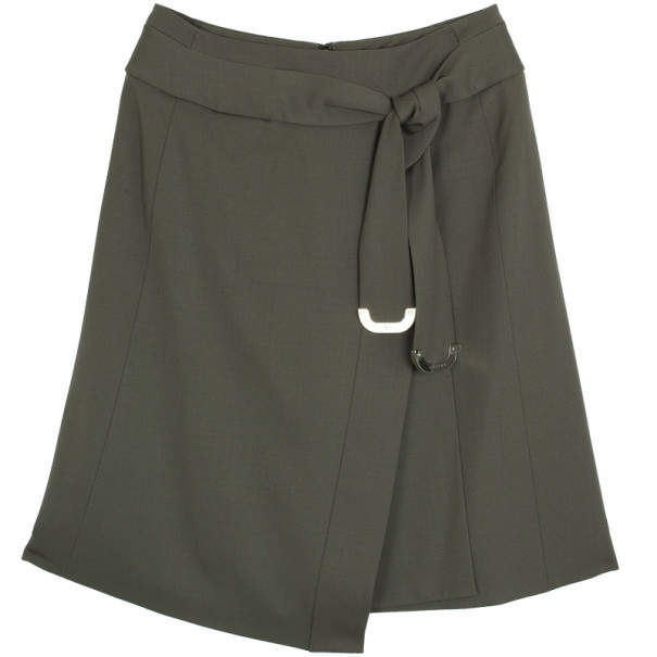 Celine Green Wool A-Line Skirt M