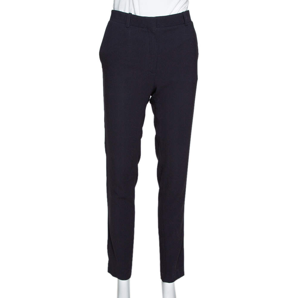 Pre Owned Celine Navy Blue Crepe Tailored Trousers S