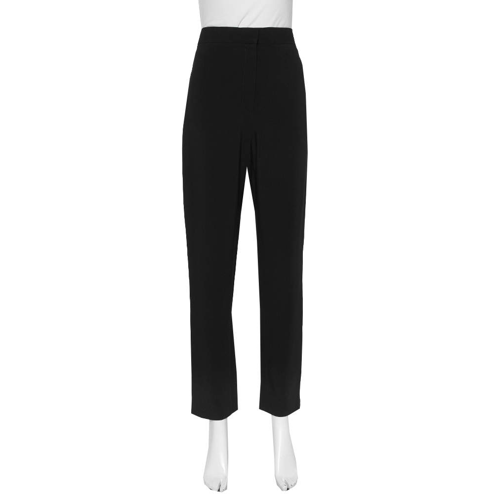 Celine Black Crepe Zip Detail Tapered Leg Trousers M