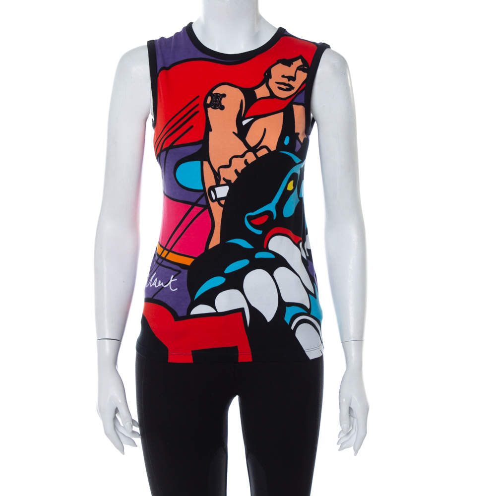 Celine Multicolor Cotton Guy Peellaert Graphic Monogram Top S