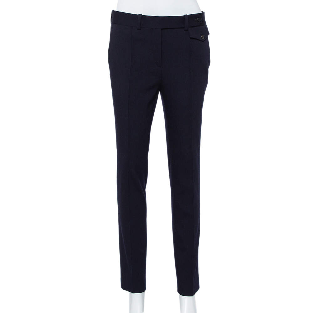 Celine Navy Blue Wool Tapered Leg Pants S