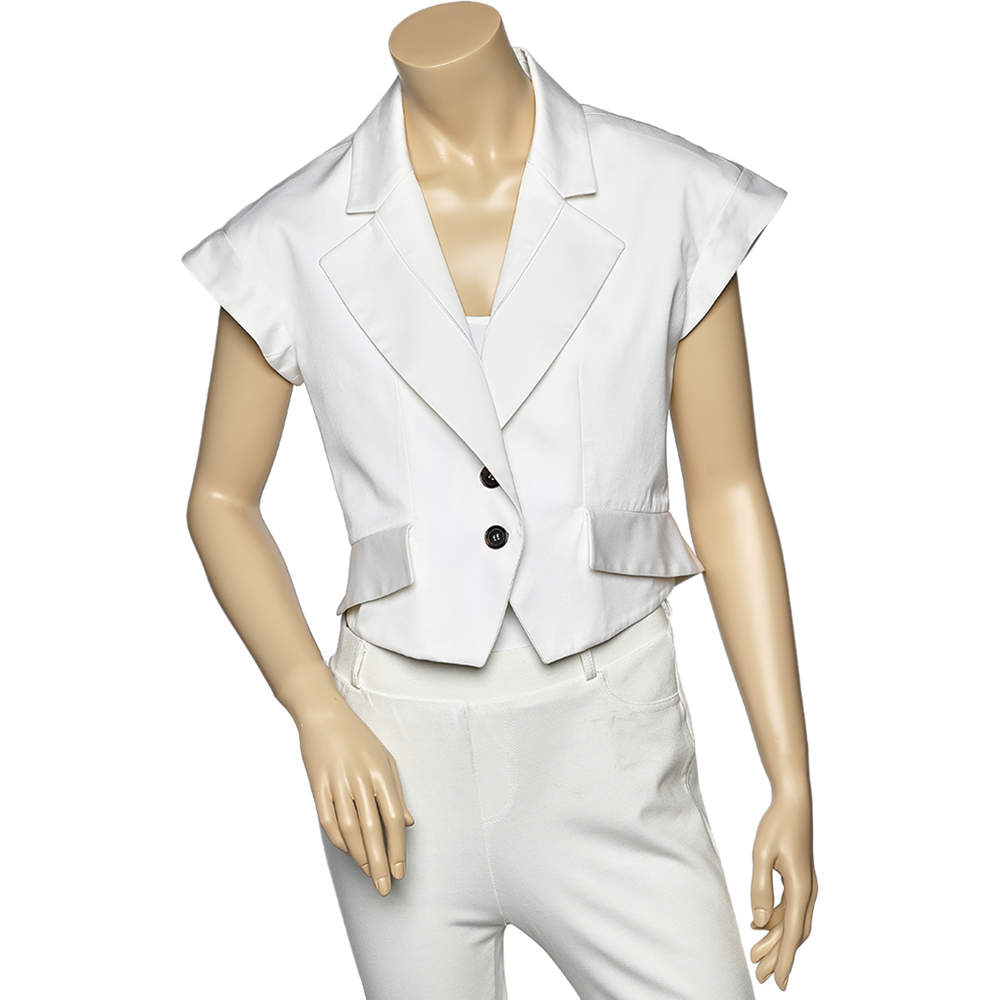 Celine Off-White Cotton Button Front Vest M