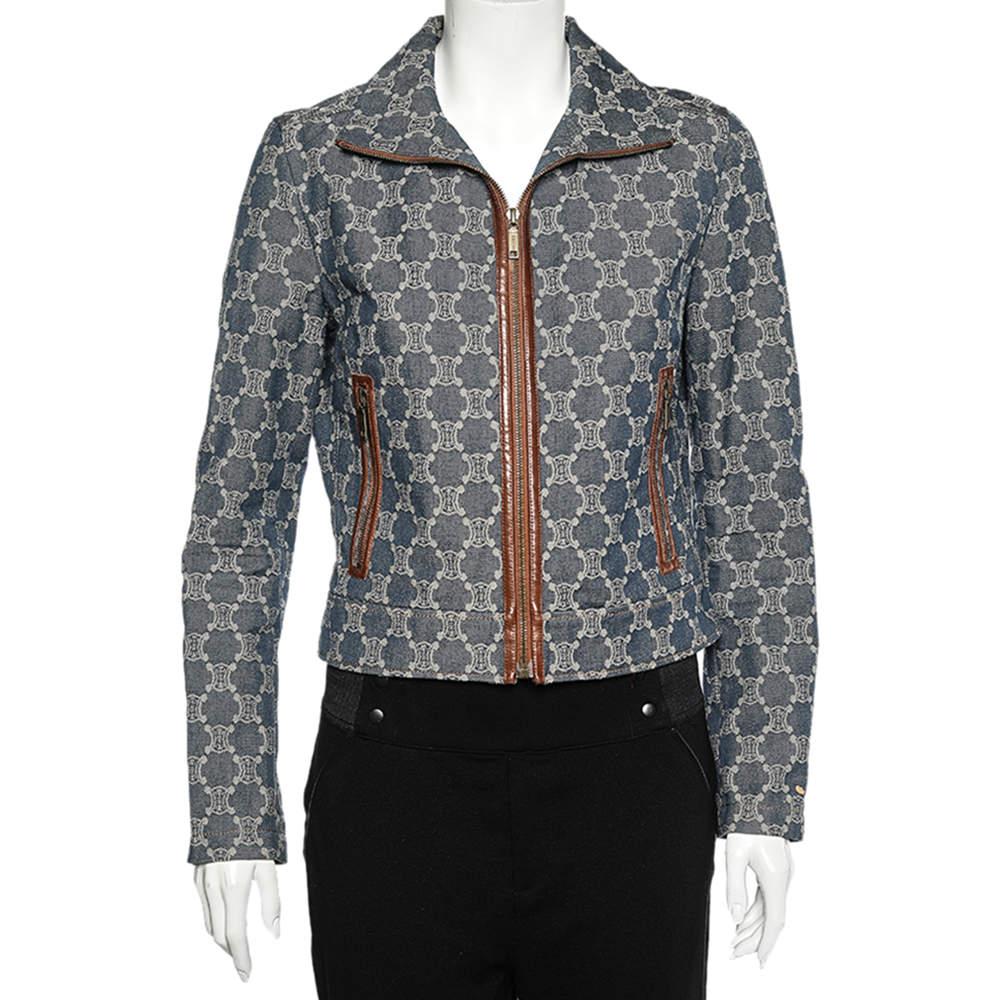 Celine Indigo Macadam Denim Zip Front Jacket M
