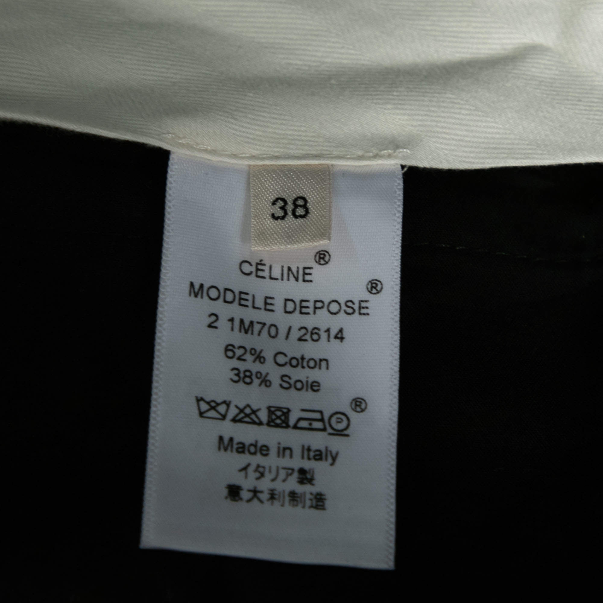 Celine Black Cotton & Silk Contrast Trim Detailed Flared Pants M Celine