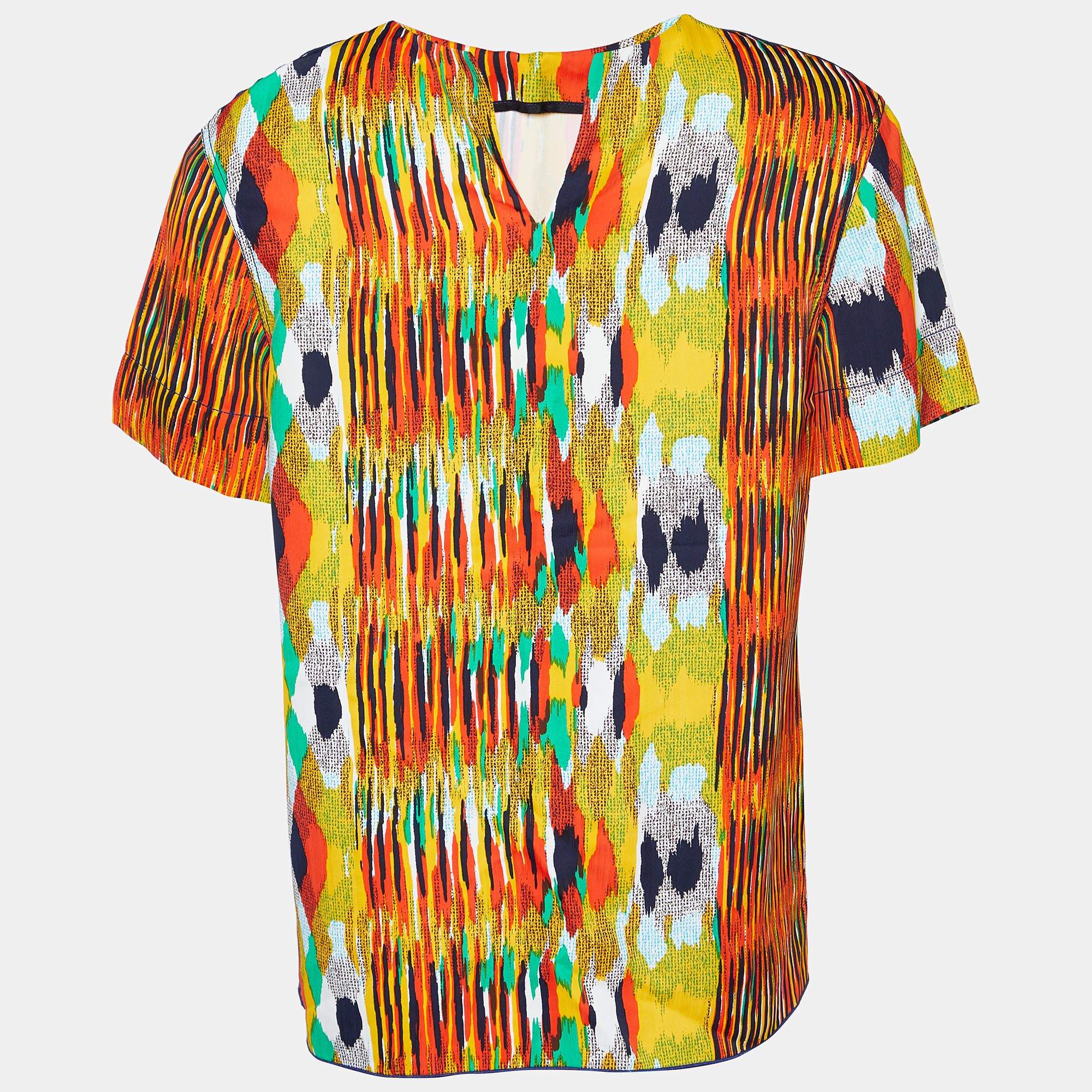مملوكة مسبقًا Celine Multicolor Printed Crepe Top M