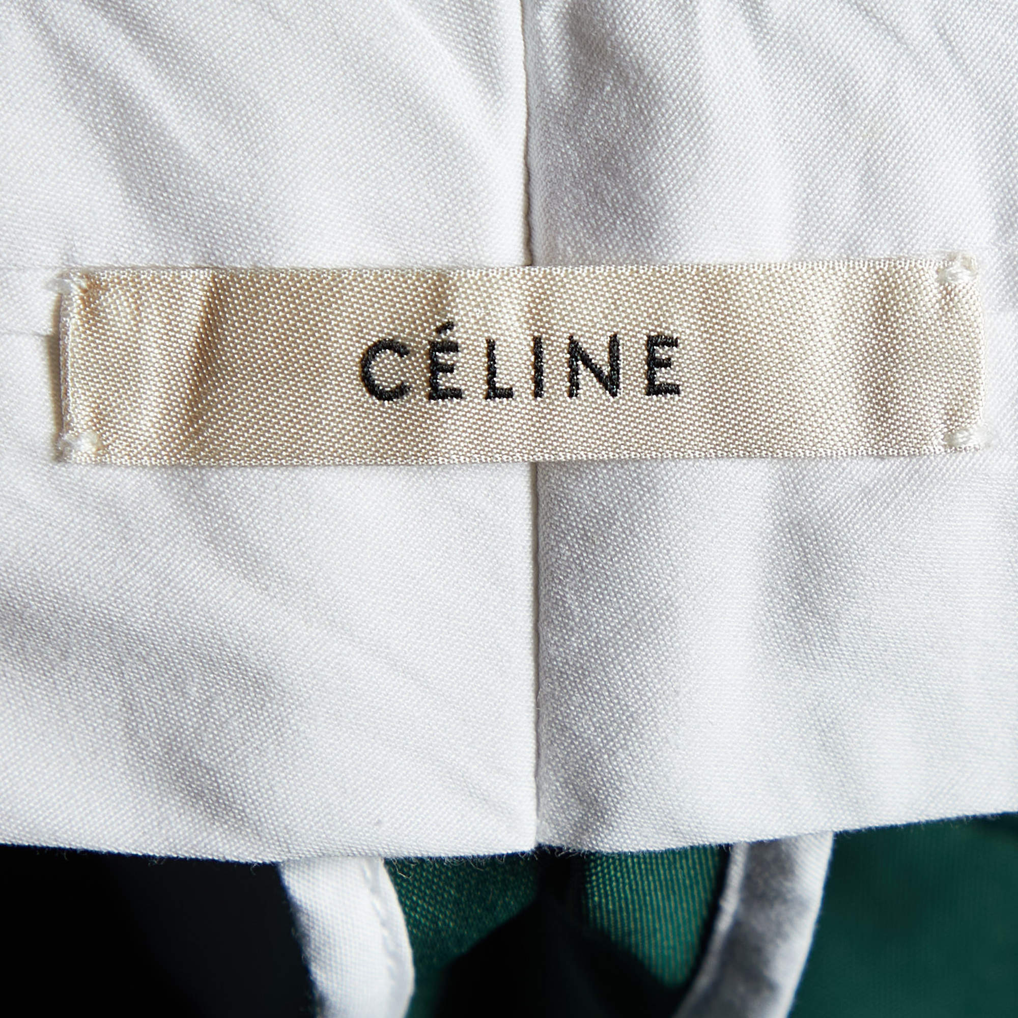 Celine Green Taffeta Tapered Trousers M Celine