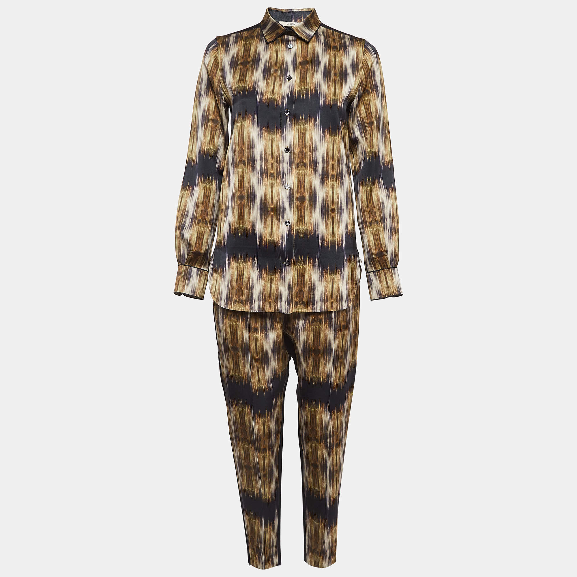 Celine Multicolor Printed Silk Blend Pant Suit S/M