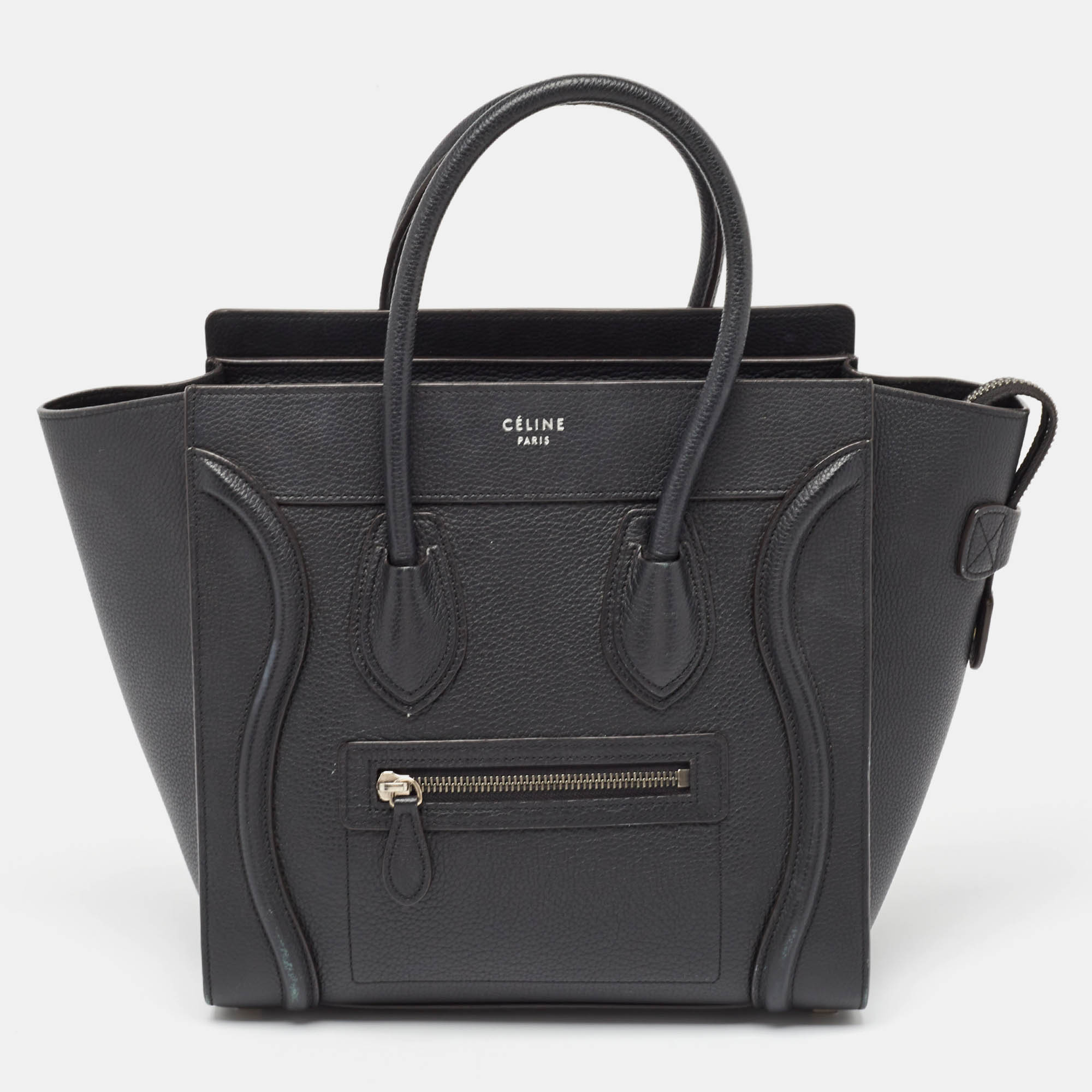 Pre Owned Celine Black Leather Micro Luggage Tote
