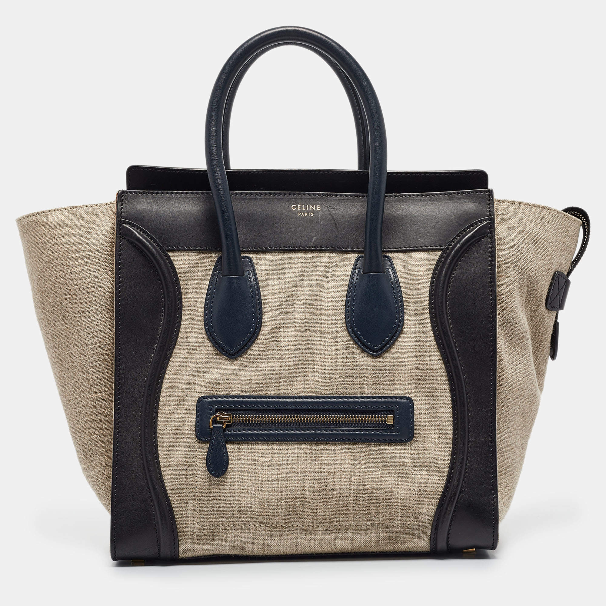 Pre Owned Celine Tricolor Canvas and Leather Mini Luggage Tote